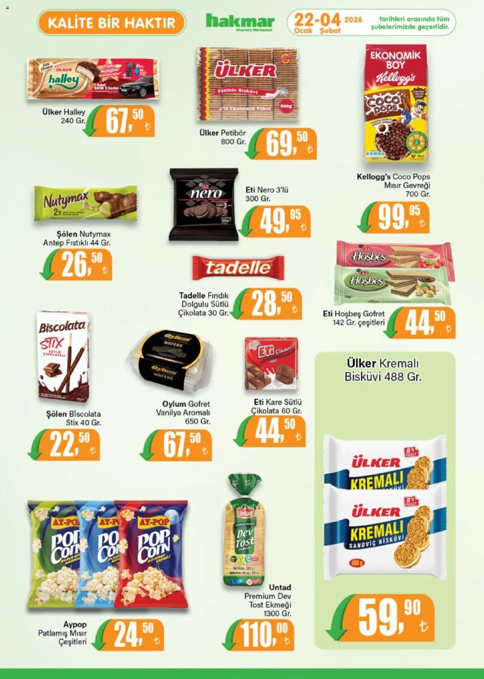 Hakmar Katalog - 22.01.2026 tarihinden itibaren geçerlidir | Sayfa: 5 | Ürünler: Gofret, Çikolata, Fındık, Mısır gevreği