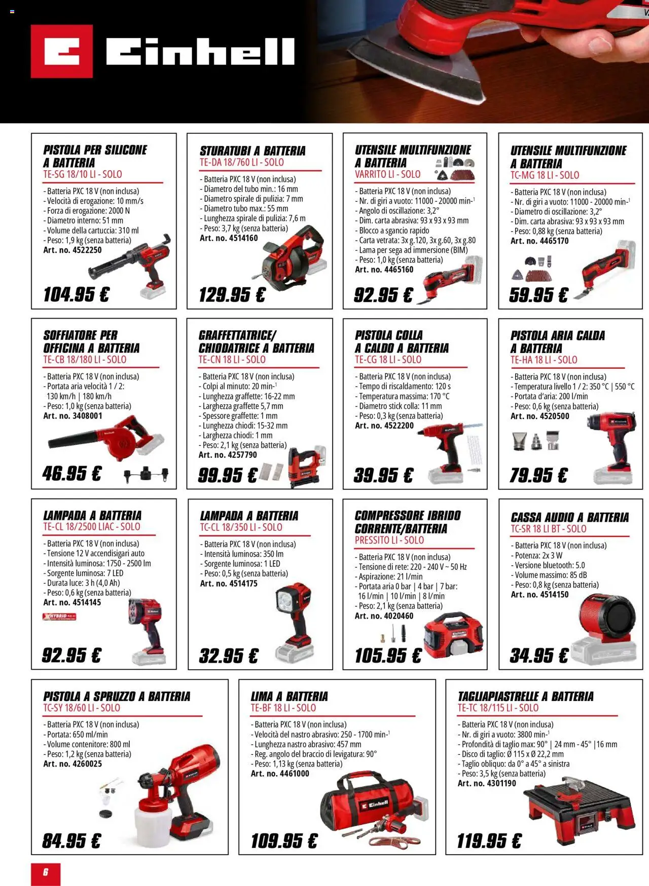 Volantino Einhell del 01.10.2025 | Pagina: 6 | Prodotti: Lima, Sega, Batteria, Lampada