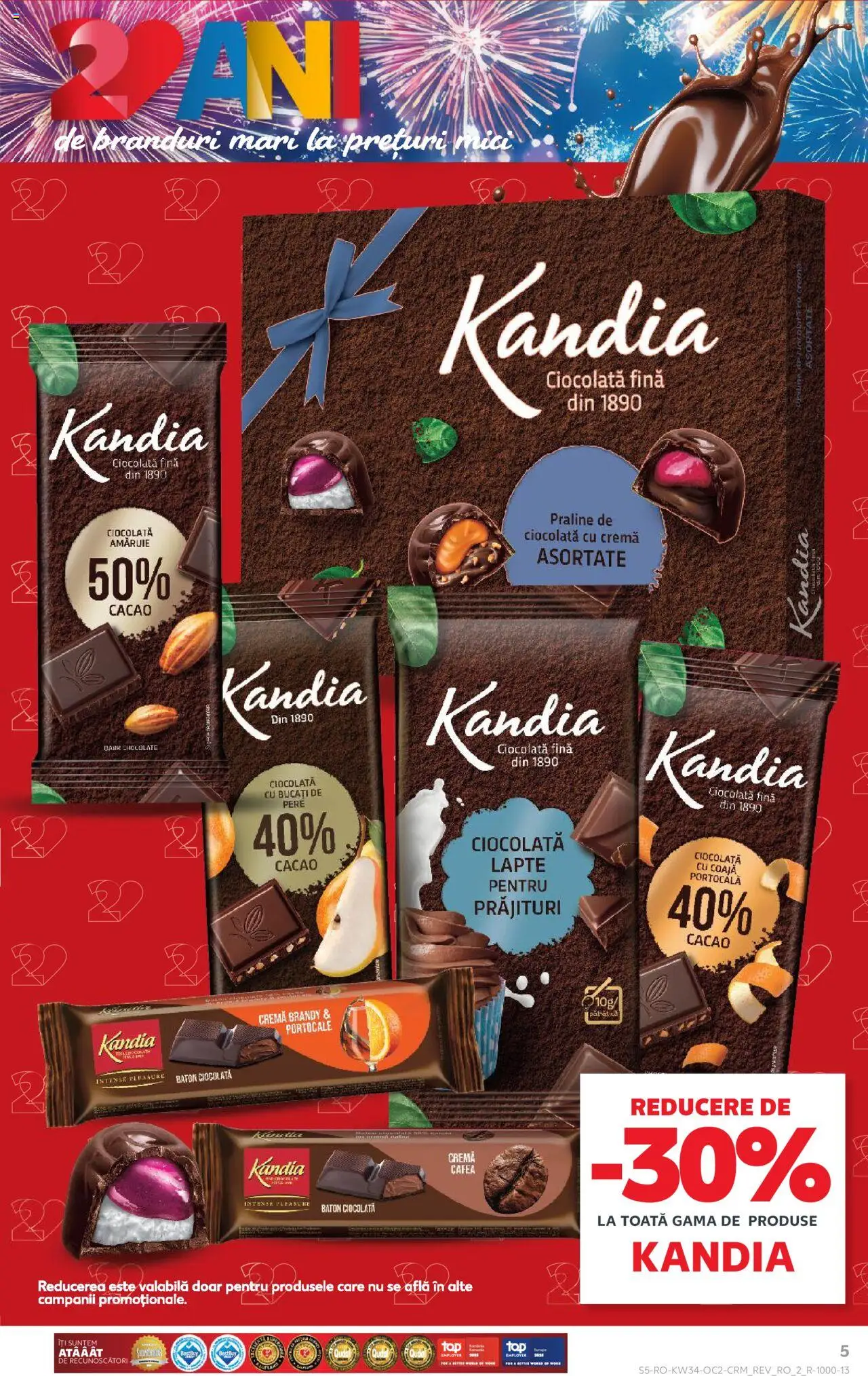 Kaufland RO akciós ujság - amely érvényes a következő dátumtól: 20.08.2025 | Oldal: 5 | Termékek: Brandy, Praliné