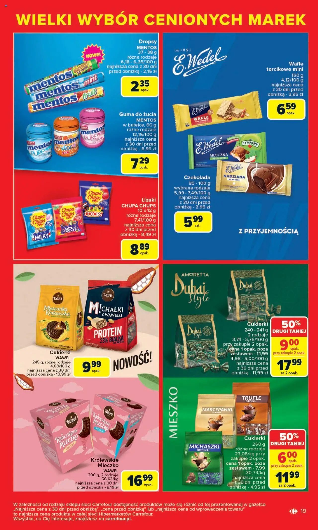 Carrefour Gazetka - Cenione marki, super ceny od 04.08.2025 | Strona: 19 | Produkty: Mango, Wafle, Lizaki, Guma do żucia