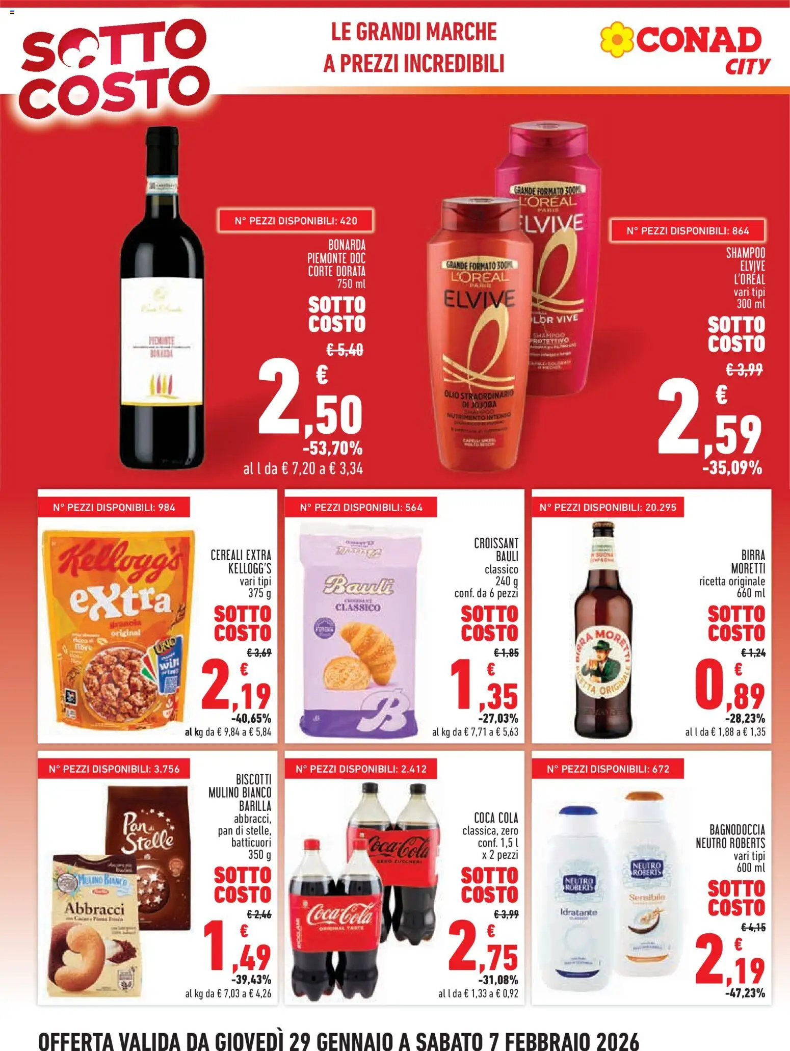 Volantino Conad del 29.01.2026 | Pagina: 4 | Prodotti: Shampoo, Birra, Biscotti, Croissant
