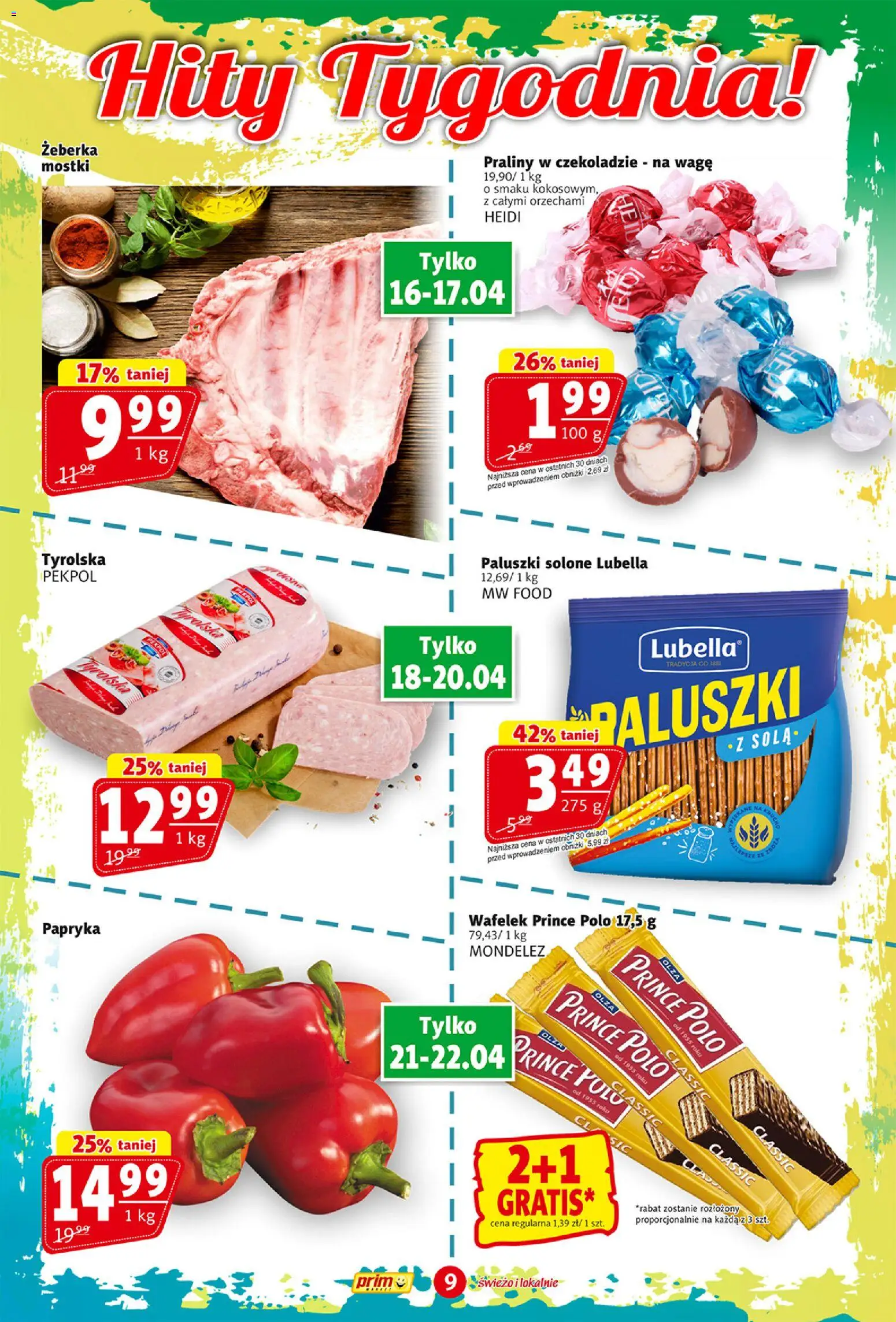 Prim Market gazetka od 16.04.2026 | Strona: 9 | Produkty: Praliny, Papryka, Paluszki