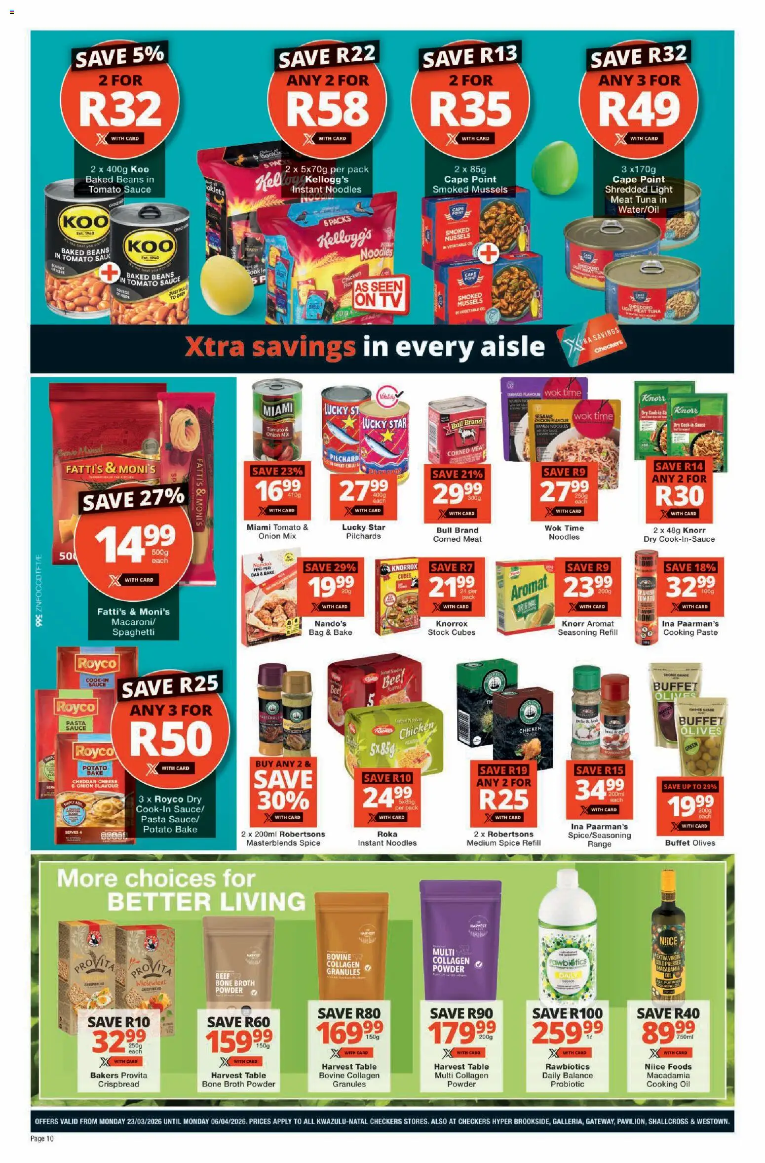 New Checkers catalogue – valid from 23.03.2026 | Page: 10 | Products: Pilchards, TV, Table, Cheese