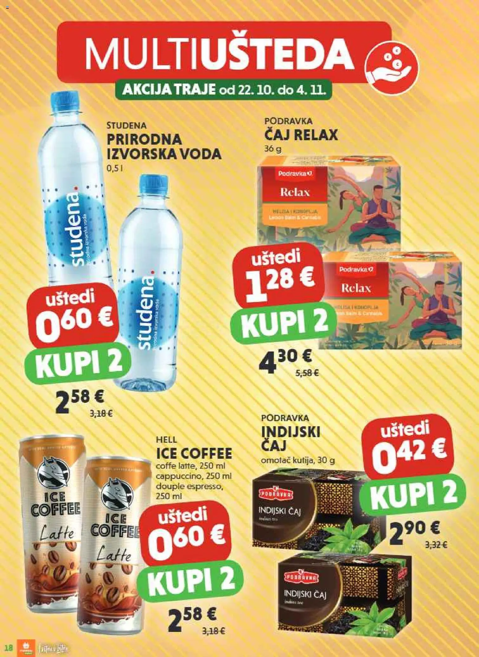 Studenac katalog | vrijedi od 22.10.2025 | Stranica: 18 | Proizvodi: Hell, Podravka, Čaj, Voda