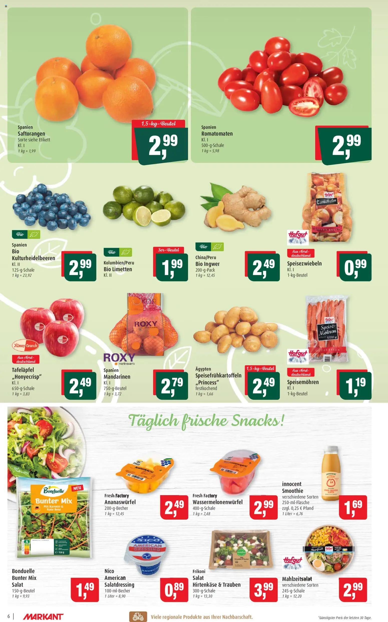 Markant Prospekt 	 – gültig ab 20.04.2026 | Seite: 6 | Produkte: Limetten, Thunfisch, Mandarinen, Zwiebeln