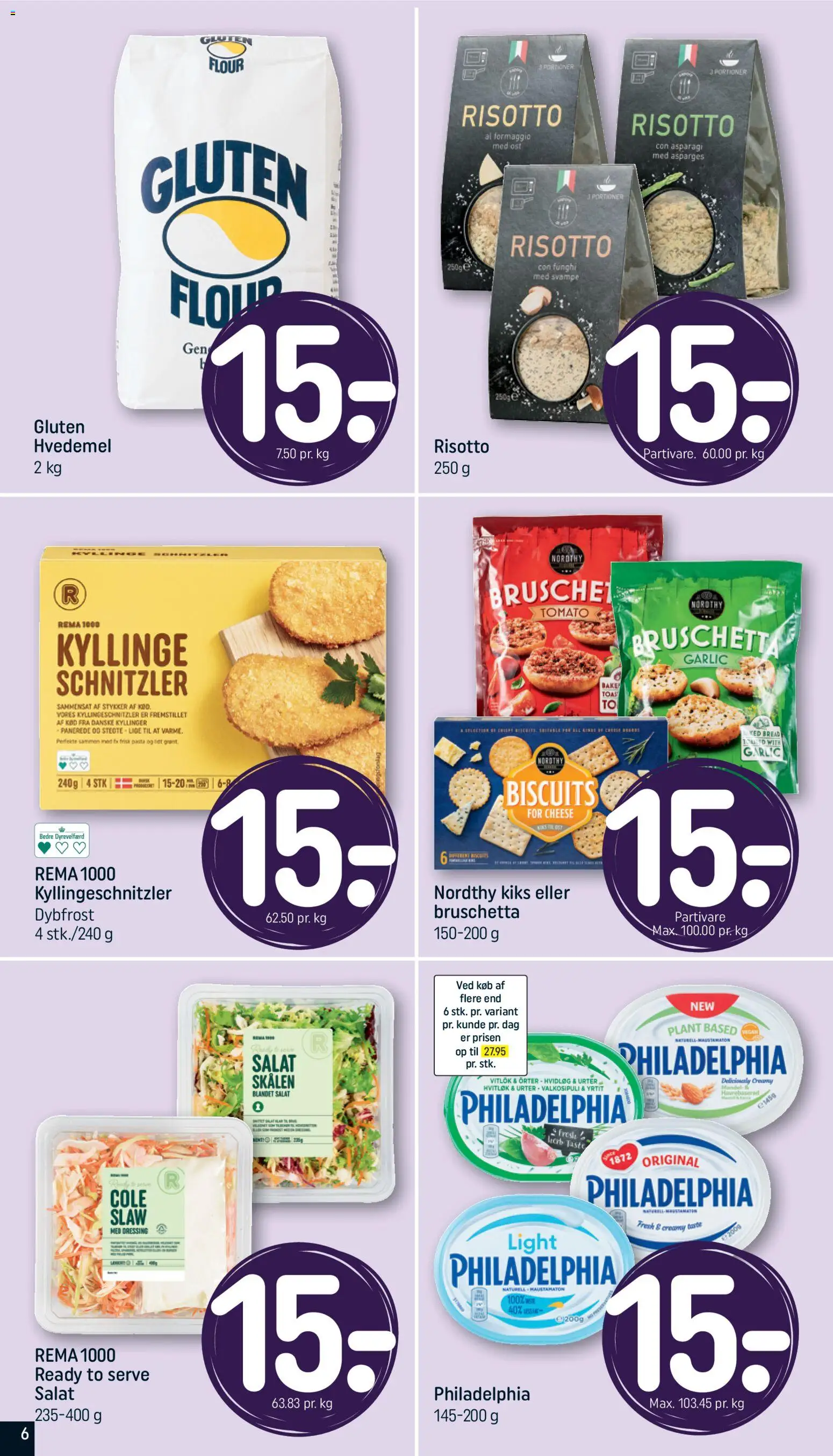 Rema 1000 tilbudsavis – gyldig fra 22.03.2026 | Side: 6 | Produkter: Hvedemel, Salat, Dressing, Hvidløg