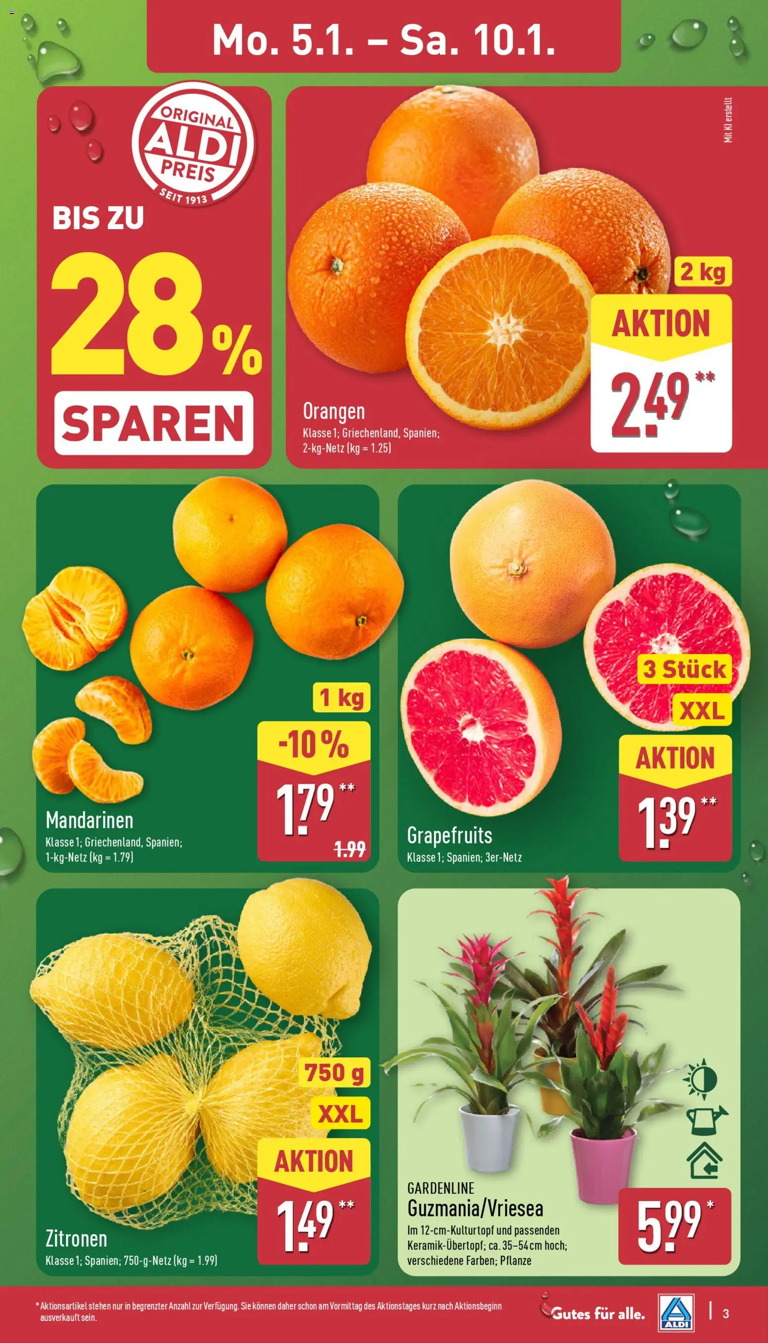 Aldi Prospekt 	 – gültig ab 05.01.2026 | Seite: 3 | Produkte: Mandarinen, Orangen, Zitronen
