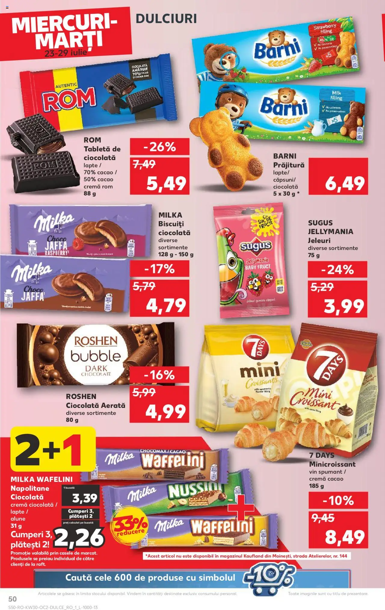 Kaufland RO akciós ujság - amely érvényes a következő dátumtól: 23.07.2025 | Oldal: 50 | Termékek: Croissant, Waffelini
