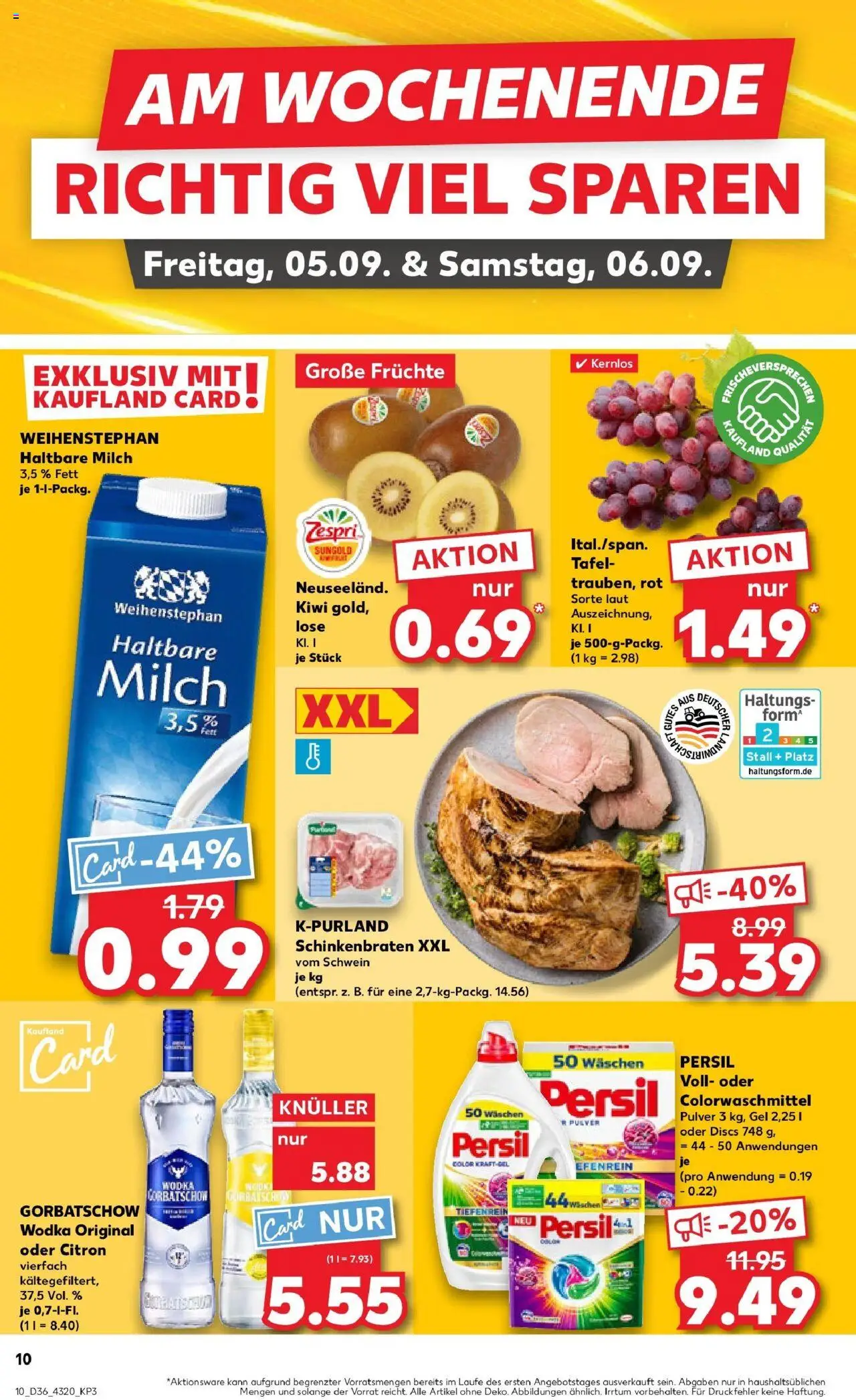 Kaufland prospekt Sonneberg	 – gültig ab 04.09.2025 | Seite: 10 | Produkte: Milch, Haltbare milch, Vodka, Kiwi