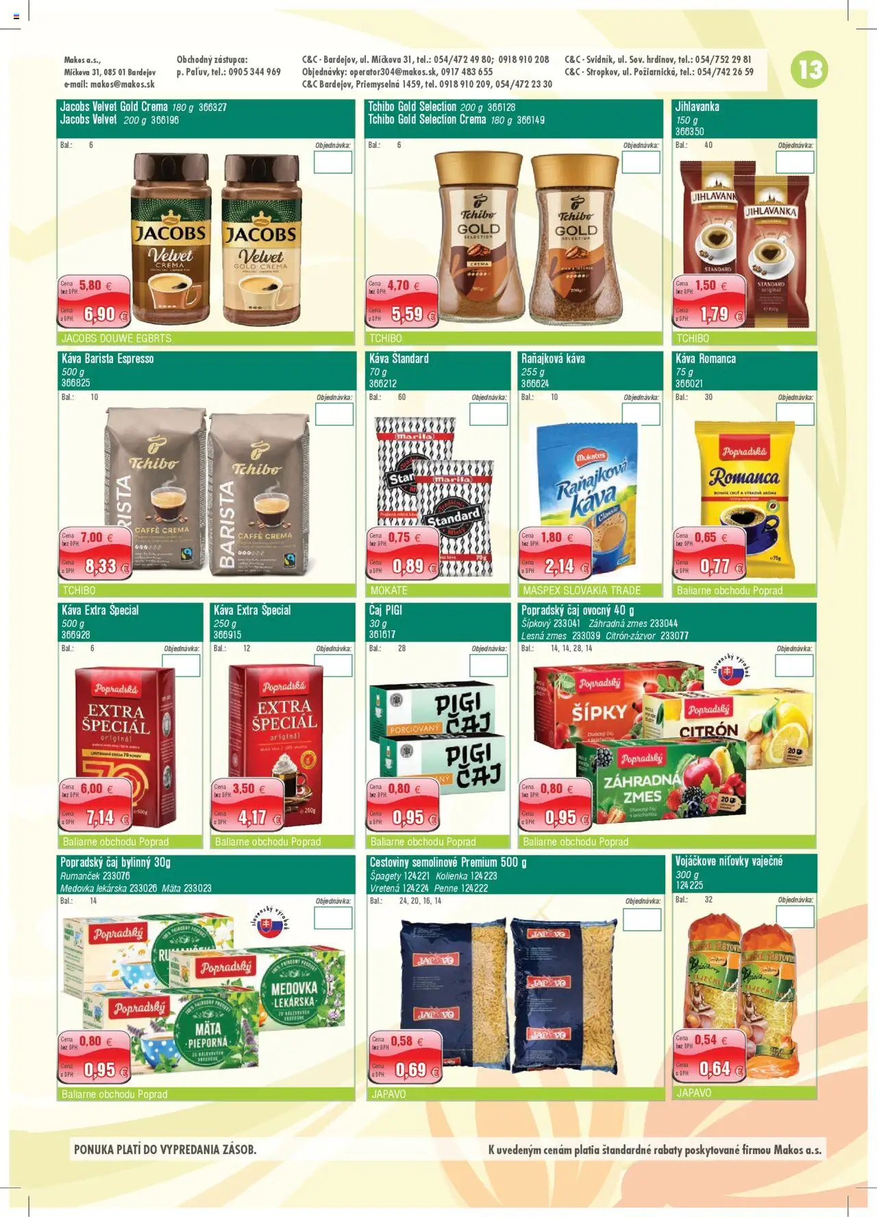 Makos leták │ platný od 30.06.2025 | Strana: 13 | Produkty: Jacobs Velvet, Penne, Cestoviny, Špagety