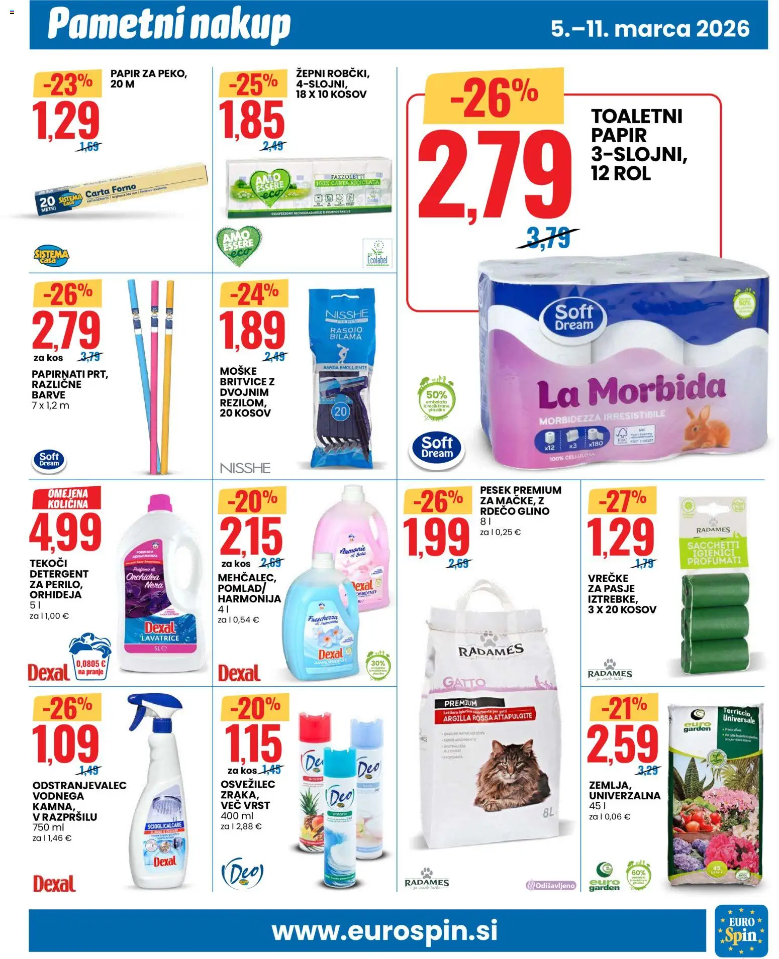 Novi Eurospin katalog ponudbe – veljaven od 05.03.2026 | Stran: 9 | Izdelki: Toaletni papir, Kos, Detergent
