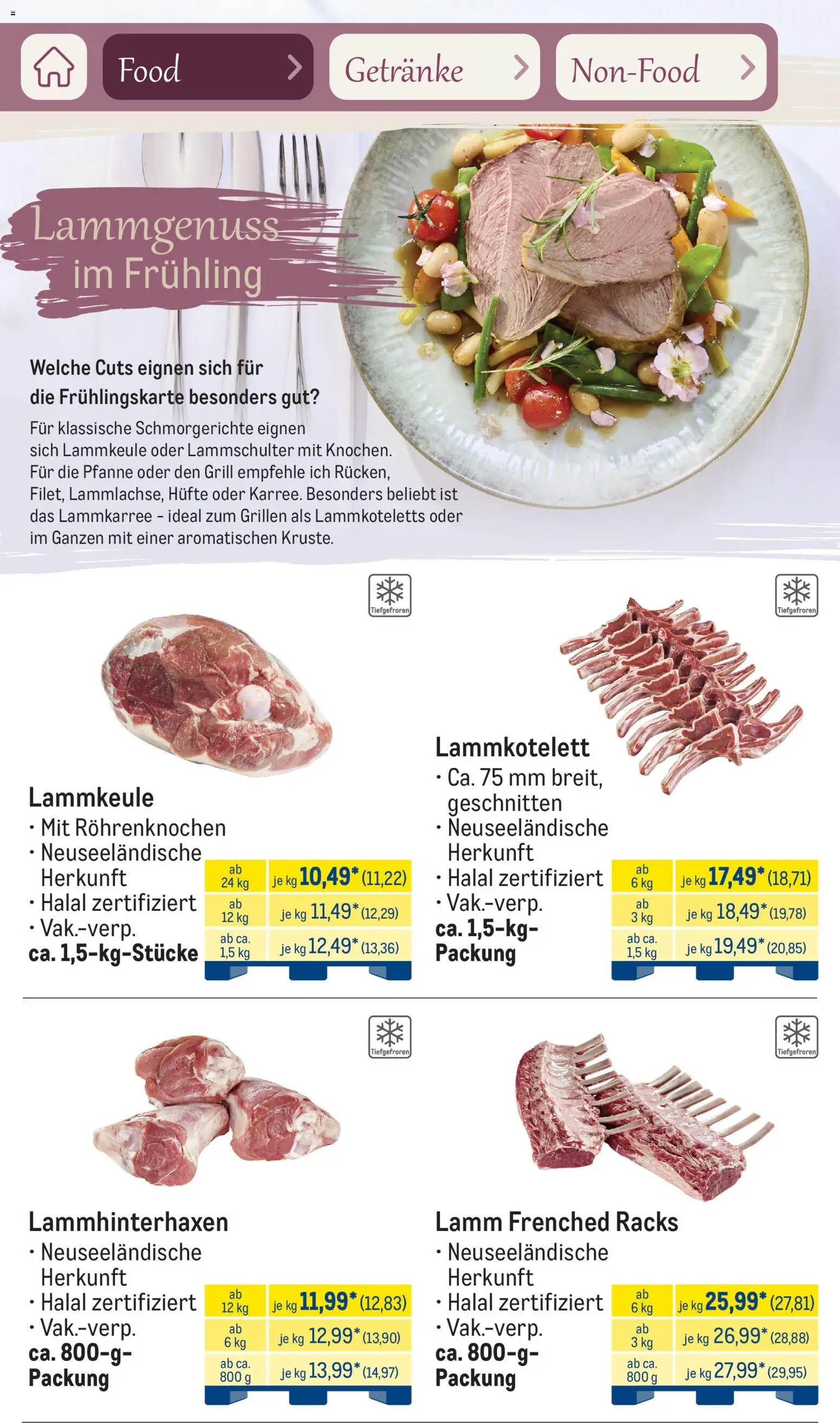 Metro Saisonkatalog Frühlingsgenuss – gültig ab 01.03.2026 | Seite: 13 | Produkte: Lammkeule, Grill