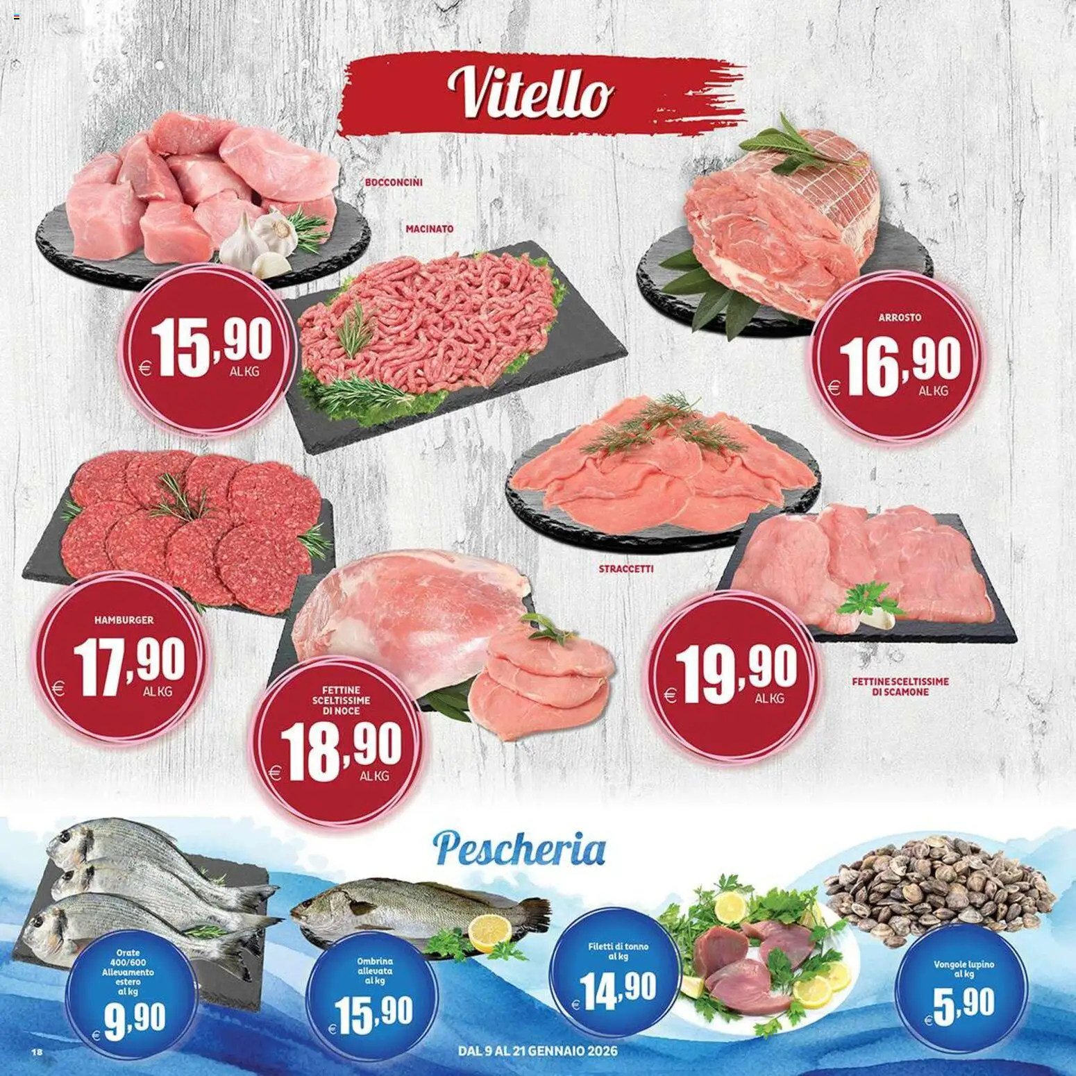 Volantino Elite Supermercati del 09.01.2026 | Pagina: 18 | Prodotti: Arrosto, Vongole, Hamburger, Macinato
