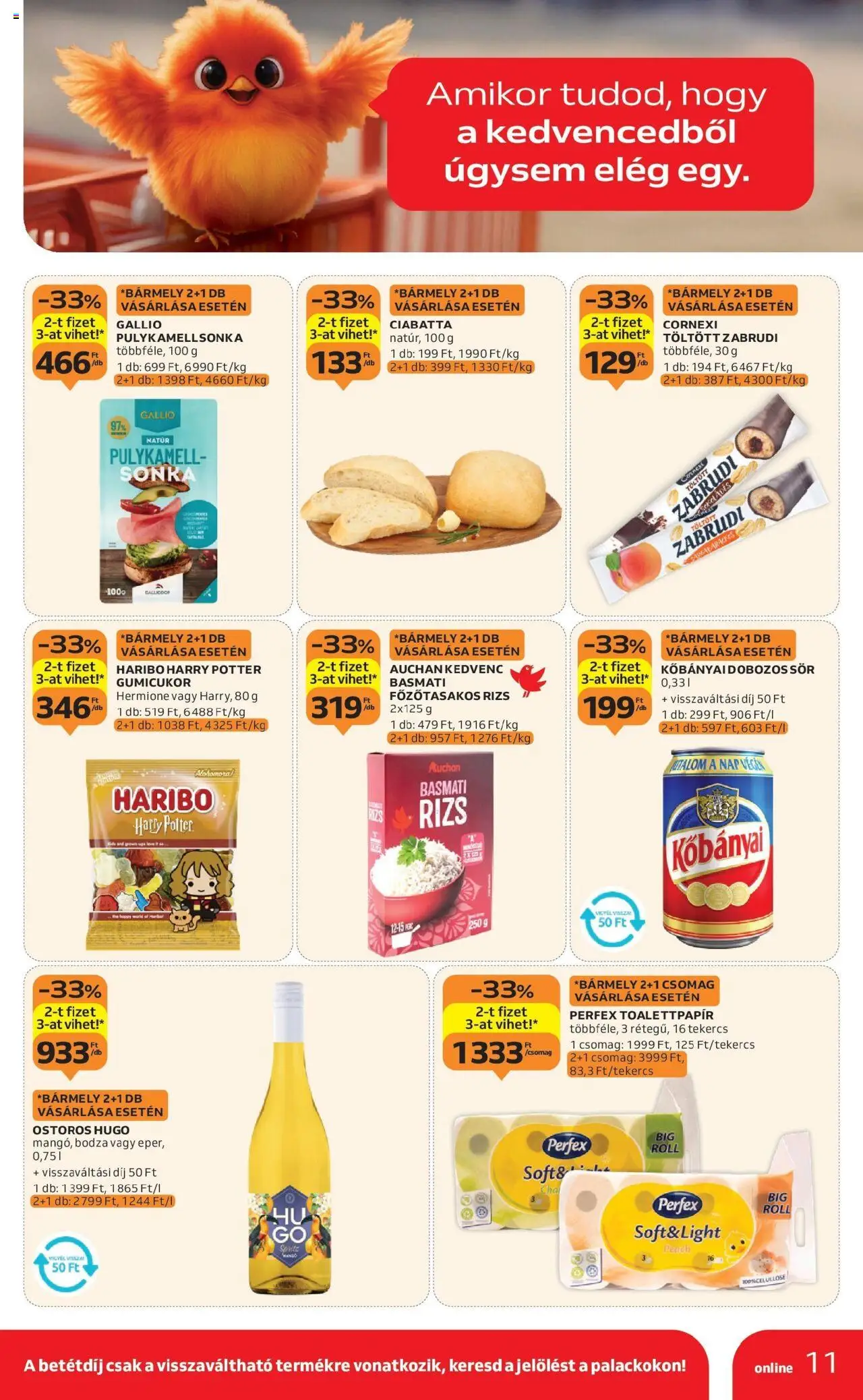 Auchan akciós ujság - amely érvényes a következő dátumtól: 04.09.2025 | Oldal: 11 | Termékek: Pulykamell sonka, Gumicukor, Ciabatta, Sör