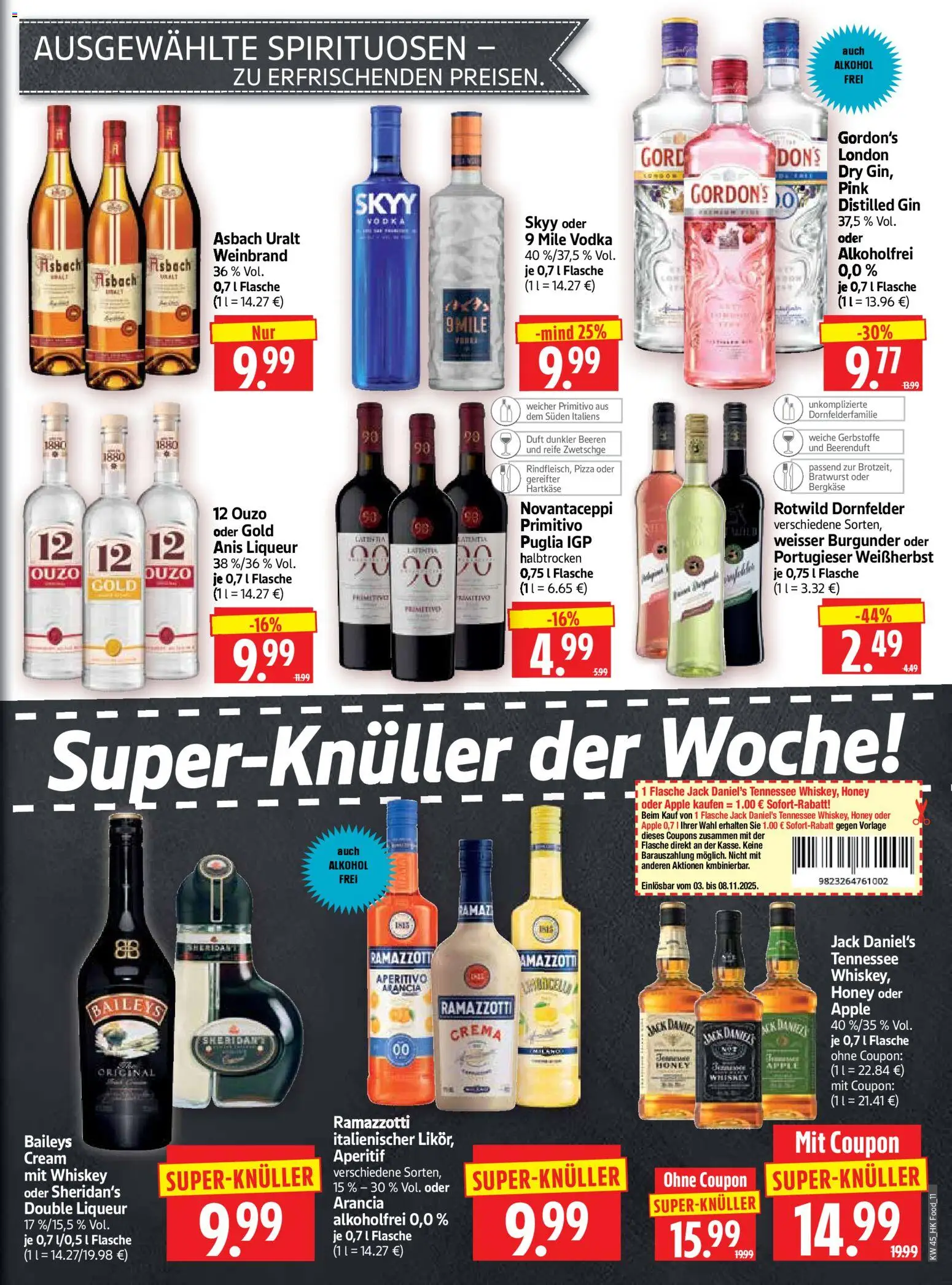 HERKULES Prospekt 	 – gültig ab 03.11.2025 | Seite: 11 | Produkte: Ouzo, Jack Daniel's, Apple, Gin
