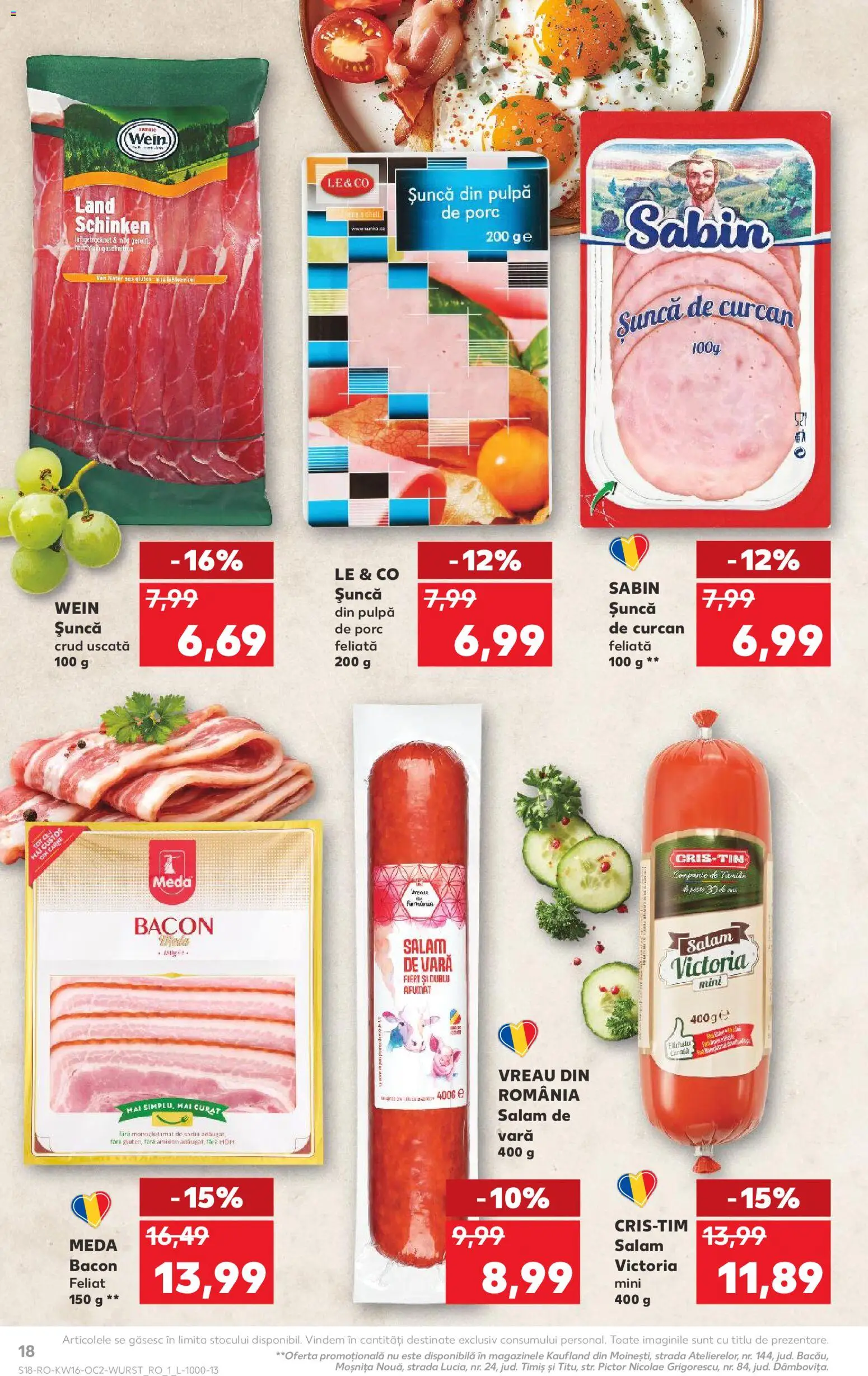 Kaufland RO akciós ujság - amely érvényes a következő dátumtól: 15.04.2026 | Oldal: 18 | Termékek: Bacon