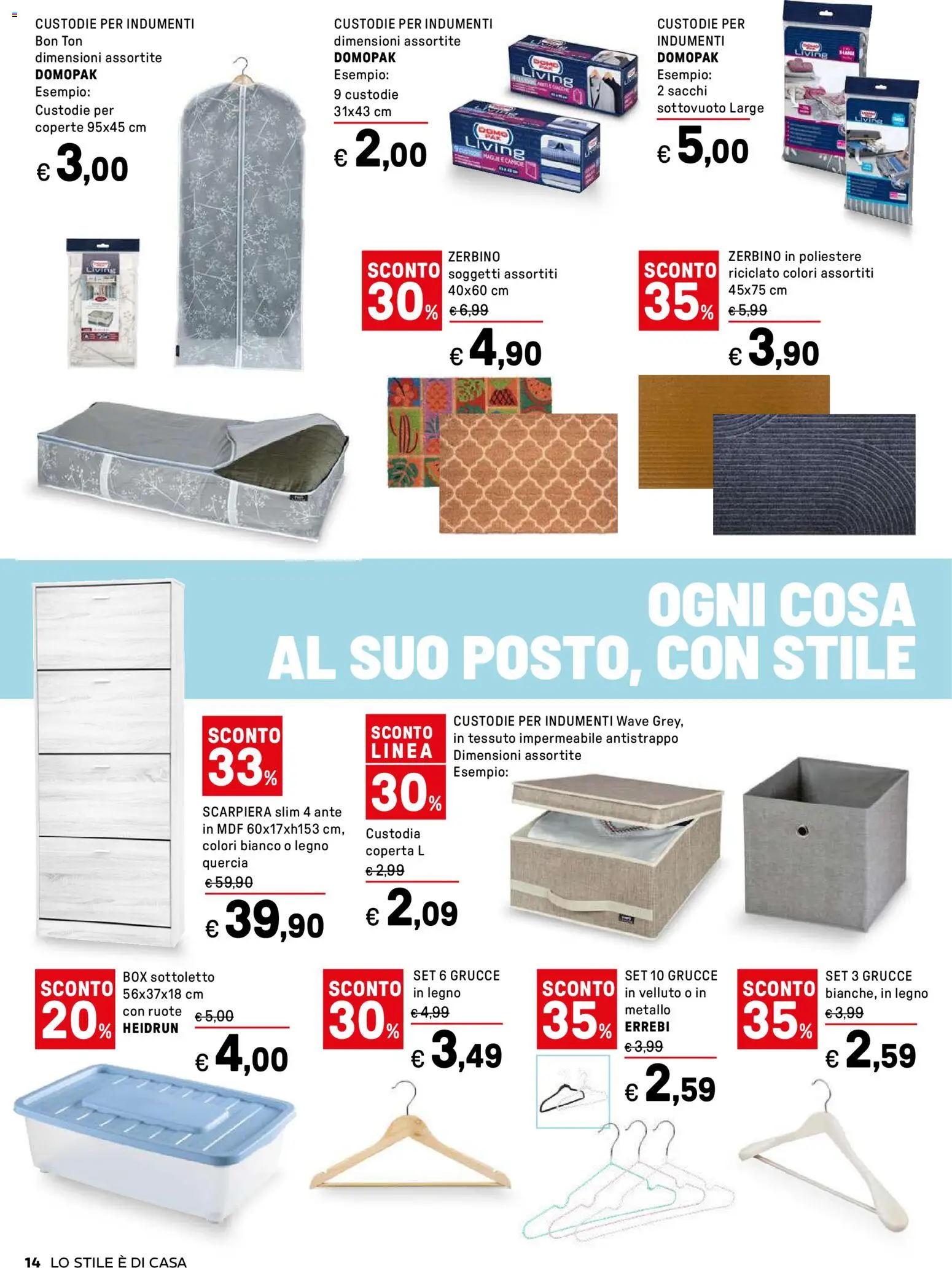 Volantino Iper del 07.04.2026 | Pagina: 14 | Prodotti: Scarpiera, Coperta, Zerbino, Grucce