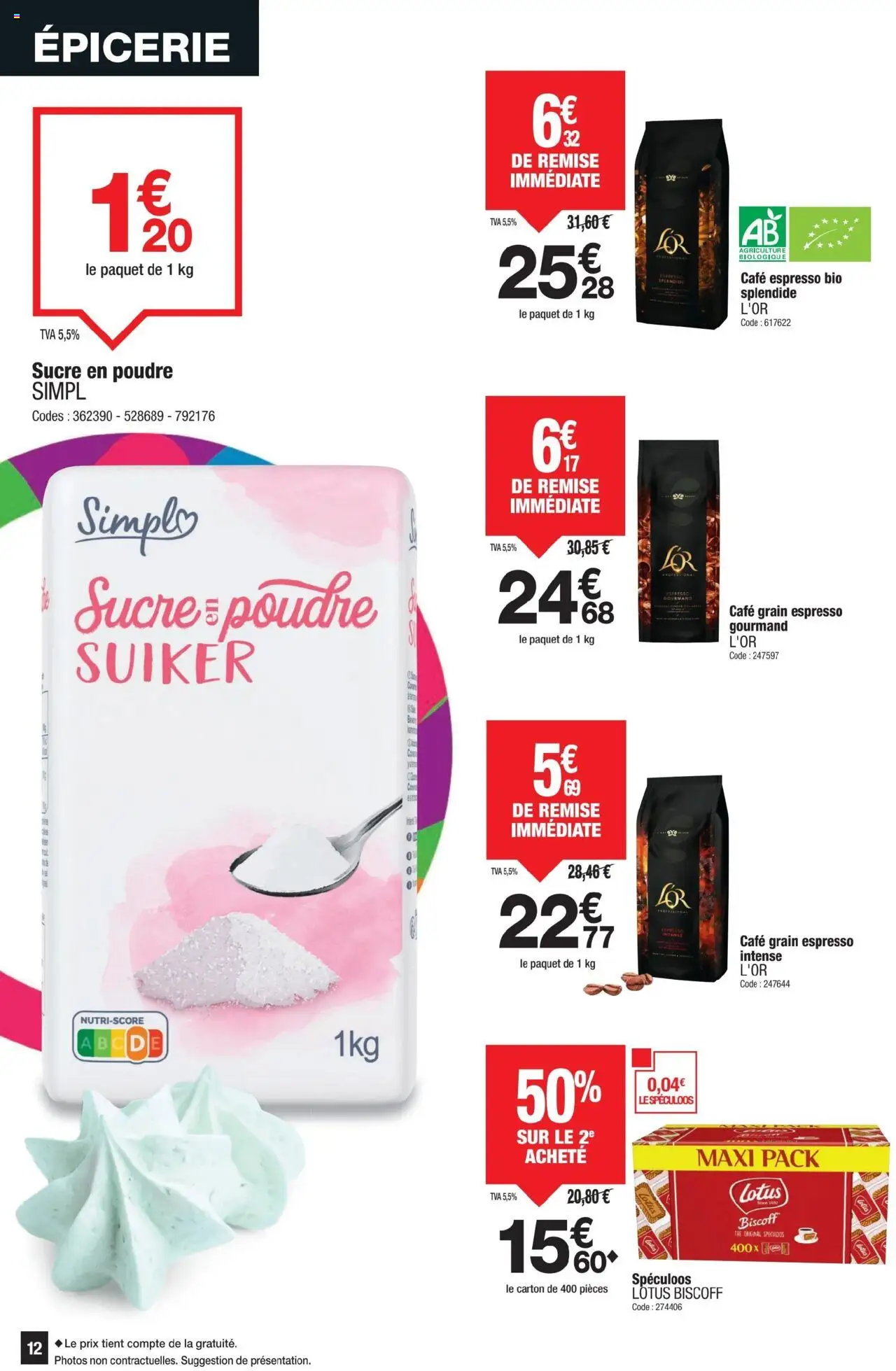  | Page: 12 | Produits: Poudre, Sucre en poudre, Spéculoos, Café