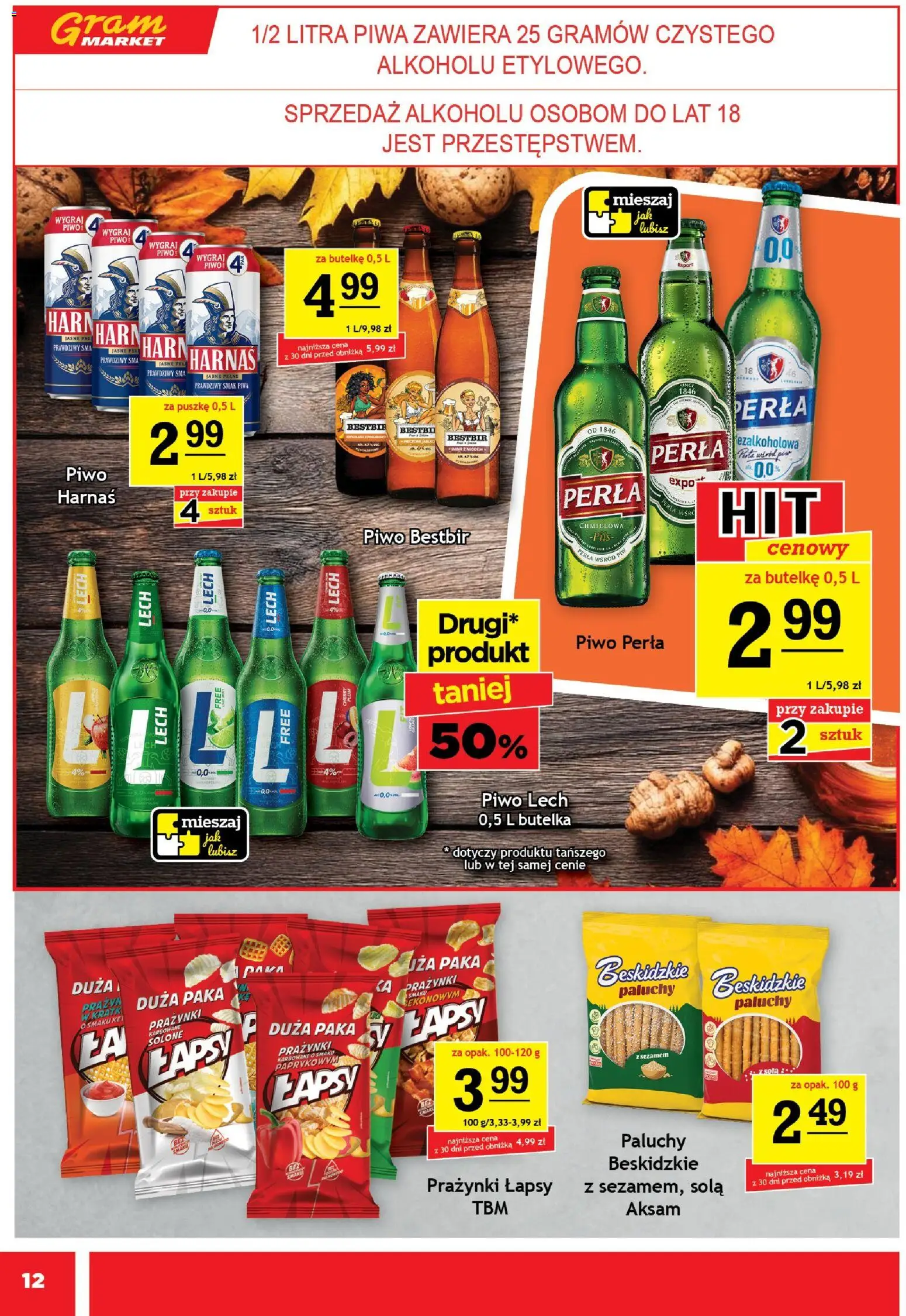 Gram Market Gazetka od 29.10.2025 | Strona: 12 | Produkty: Piwo perła, Harnaś, Piwo