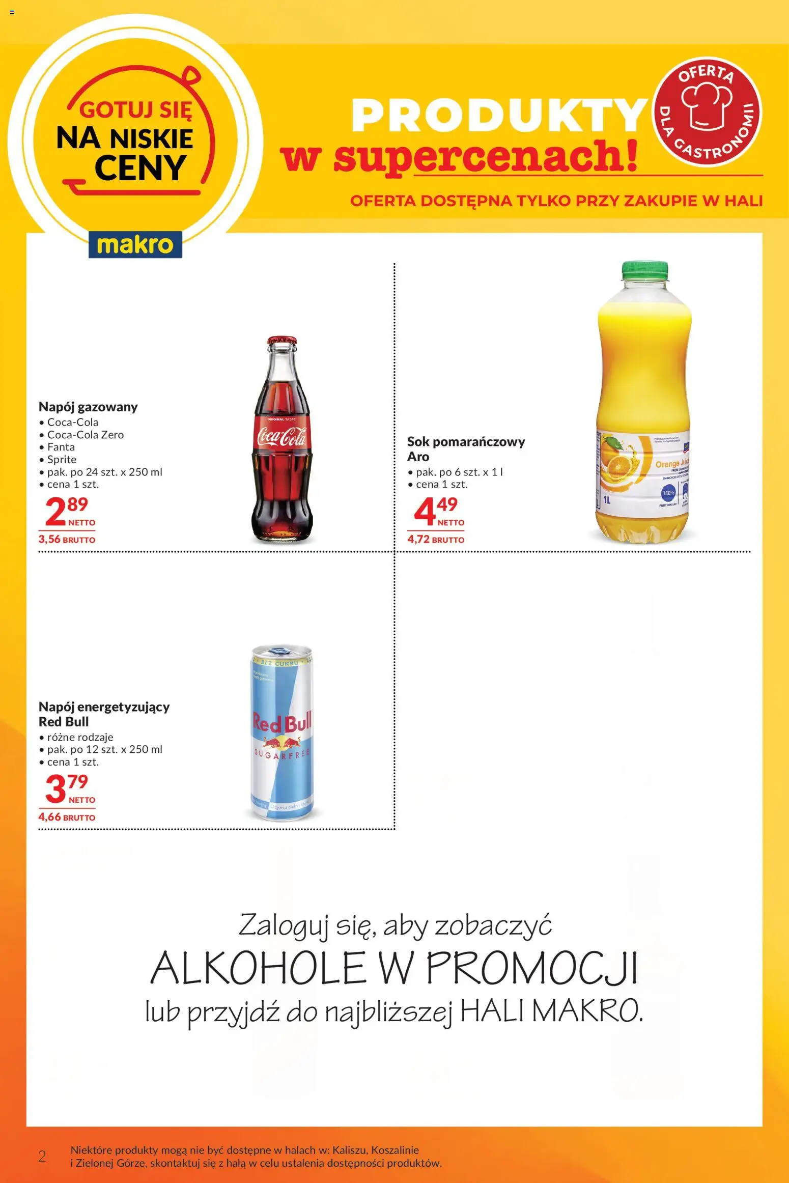 Makro Gazetka - Oferta dla gastronomii od 27.12.2025 | Strona: 2 | Produkty: Sok pomarańczowy, Red bull, Sprite, Sok