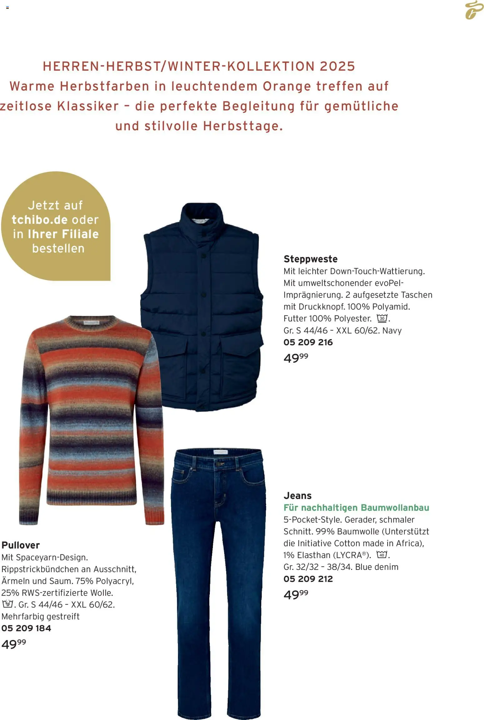Angebote Tchibo – gültig ab 01.11.2025 | Seite: 163 | Produkte: Steppweste, Pullover, Jeans