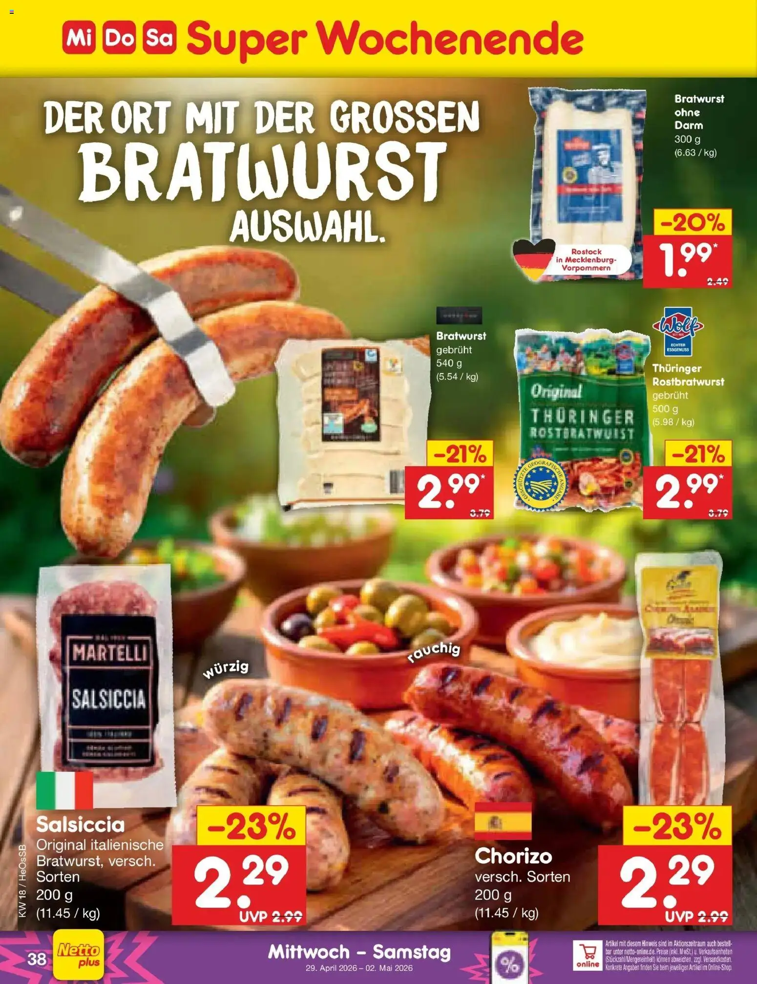 Netto Marken-Discount Prospekt Kröpelin	 – gültig ab 27.04.2026 | Seite: 46 | Produkte: Bratwurst