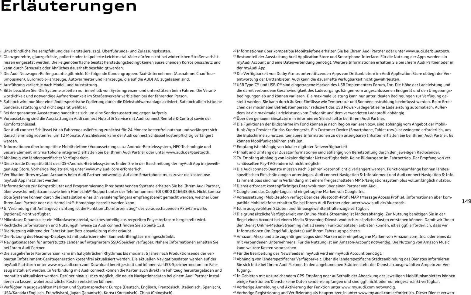 Audi A8 – gültig ab 28.10.2025 | Seite: 149 | Produkte: USB, Navigation, Smartphone, Tablet