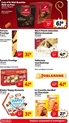 Cote d'Or Mini Bouchée Melk en Puur, 158 t/m 188 gram - Voorbeeld van een folder van Kruidvat, geldig van 17.11.2025 | Pagina: 28 | Producten: Kinder, Aardbei, Melk, Chocolade