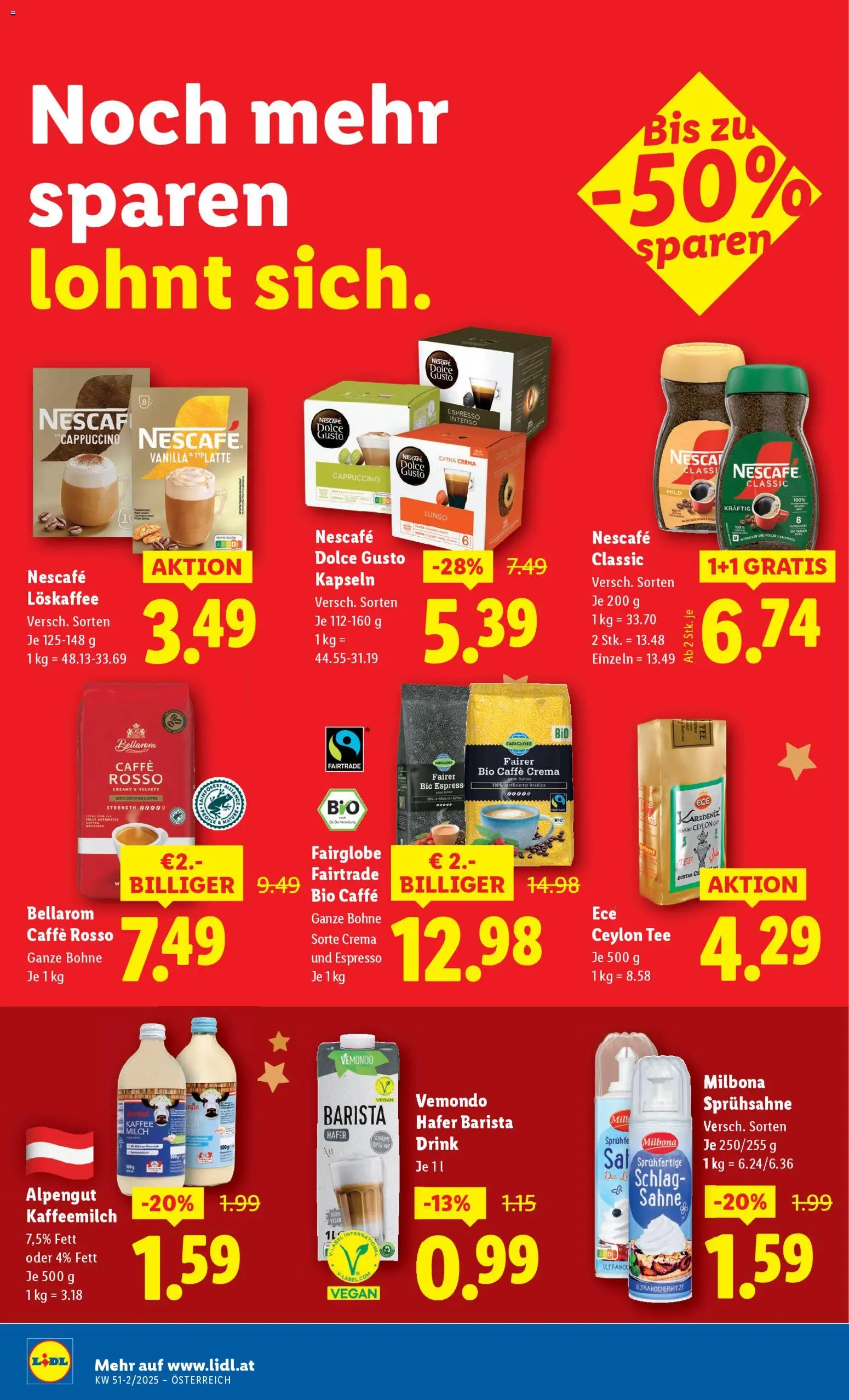 Lidl Flugblatt gültig ab 18.12.2025 | Seite: 16 | Produkte: Sahne, Milch, Kaffee, Tee