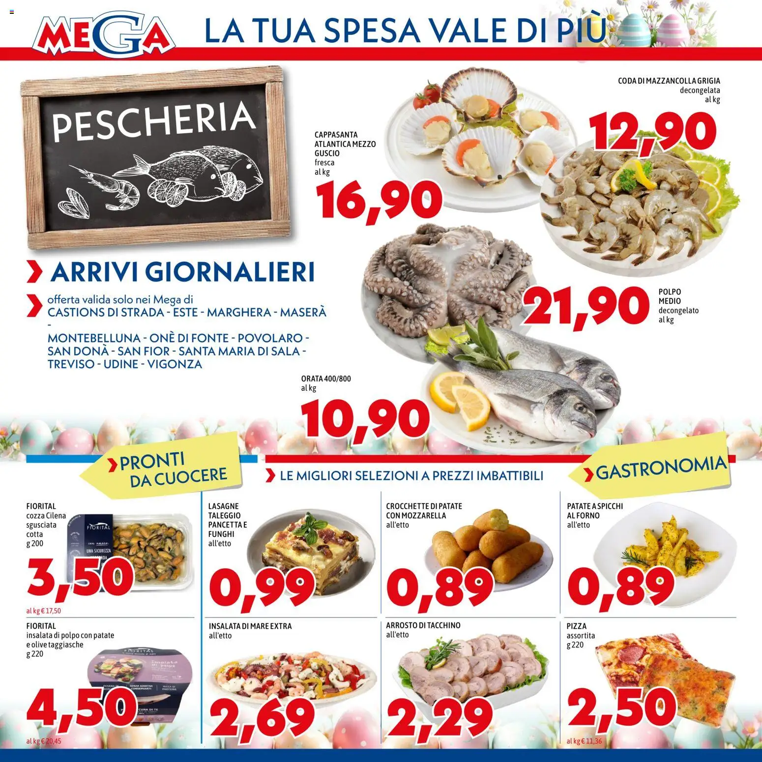Volantino Mega del 26.03.2026 | Pagina: 4 | Prodotti: Arrosto, Mozzarella, Funghi, Crocchette