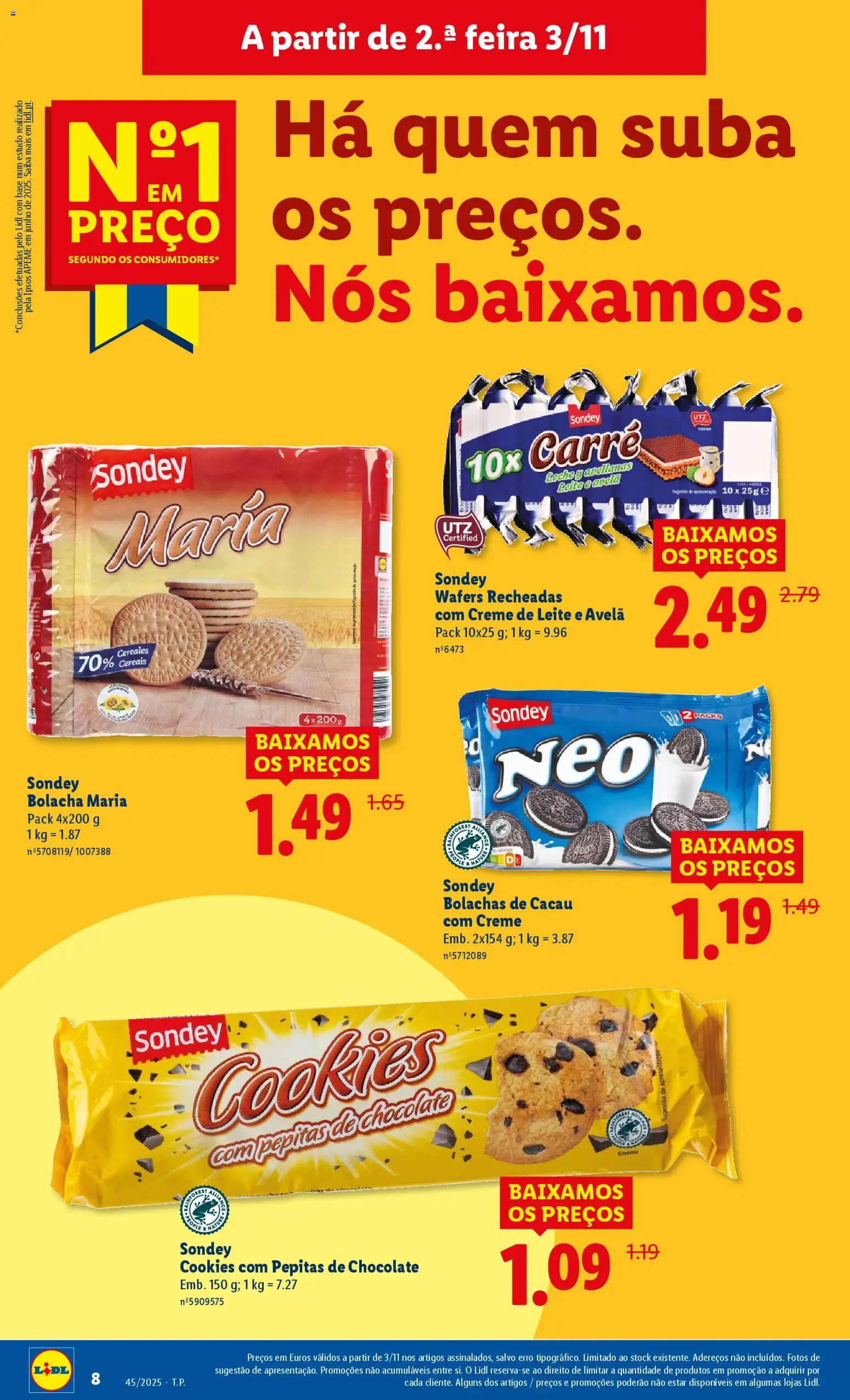Lidl folheto │ válido de 03.11.2025 | Página: 8 | Produtos: Bolachas, Chocolate, Cereais, Creme de leite