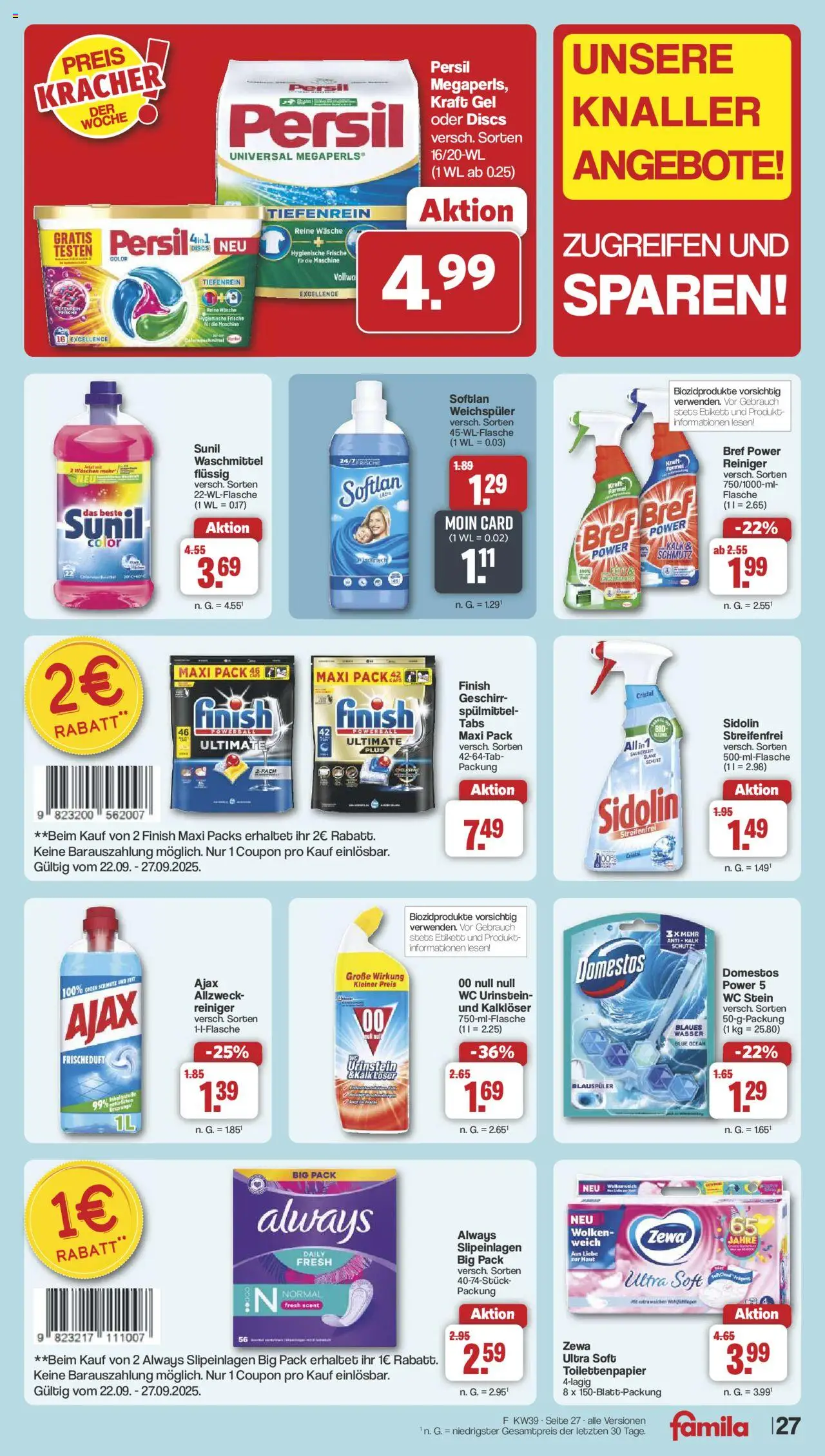 Famila Nordwest Prospekt 	 – gültig ab 22.09.2025 | Seite: 31 | Produkte: Zewa, Weichspüler, WC Stein, Toilettenpapier