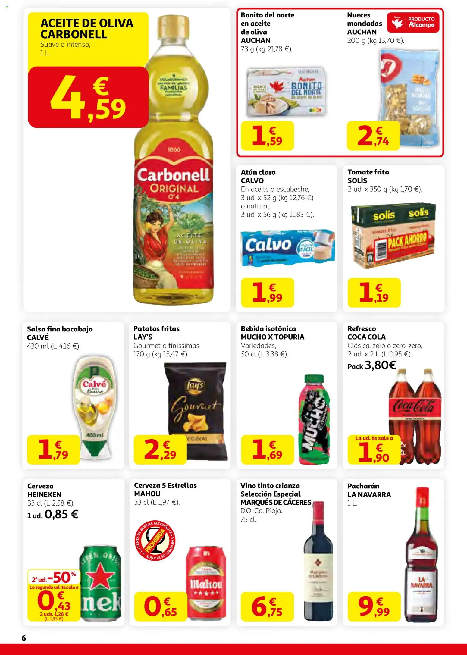 Alcampo - SM Nacional  │ válido desde el 29.01.2026 | Página: 6 | Productos: Aceite, Vino, Cerveza, Atún claro