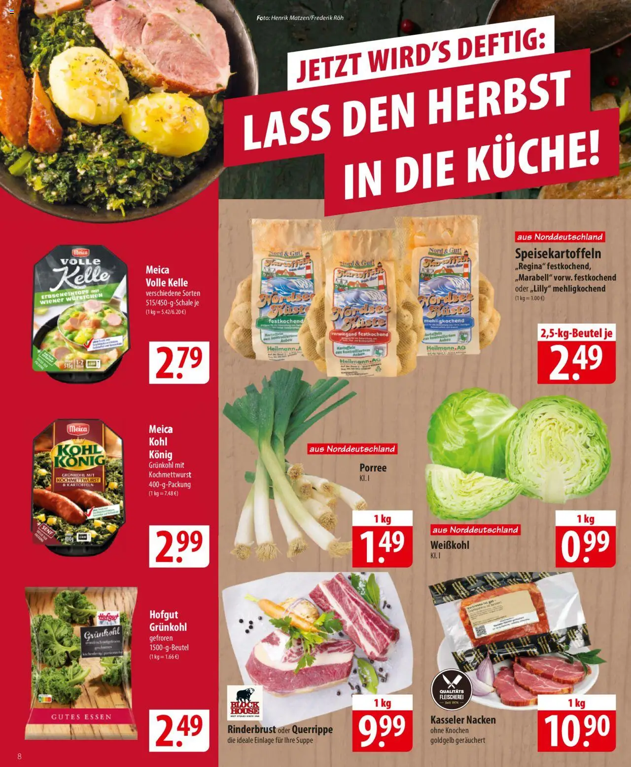 Famila Prospekt 	 – gültig ab 06.10.2025 | Seite: 8 | Produkte: Wiener wurstchen, Meica, Kasseler nacken, Kartoffeln