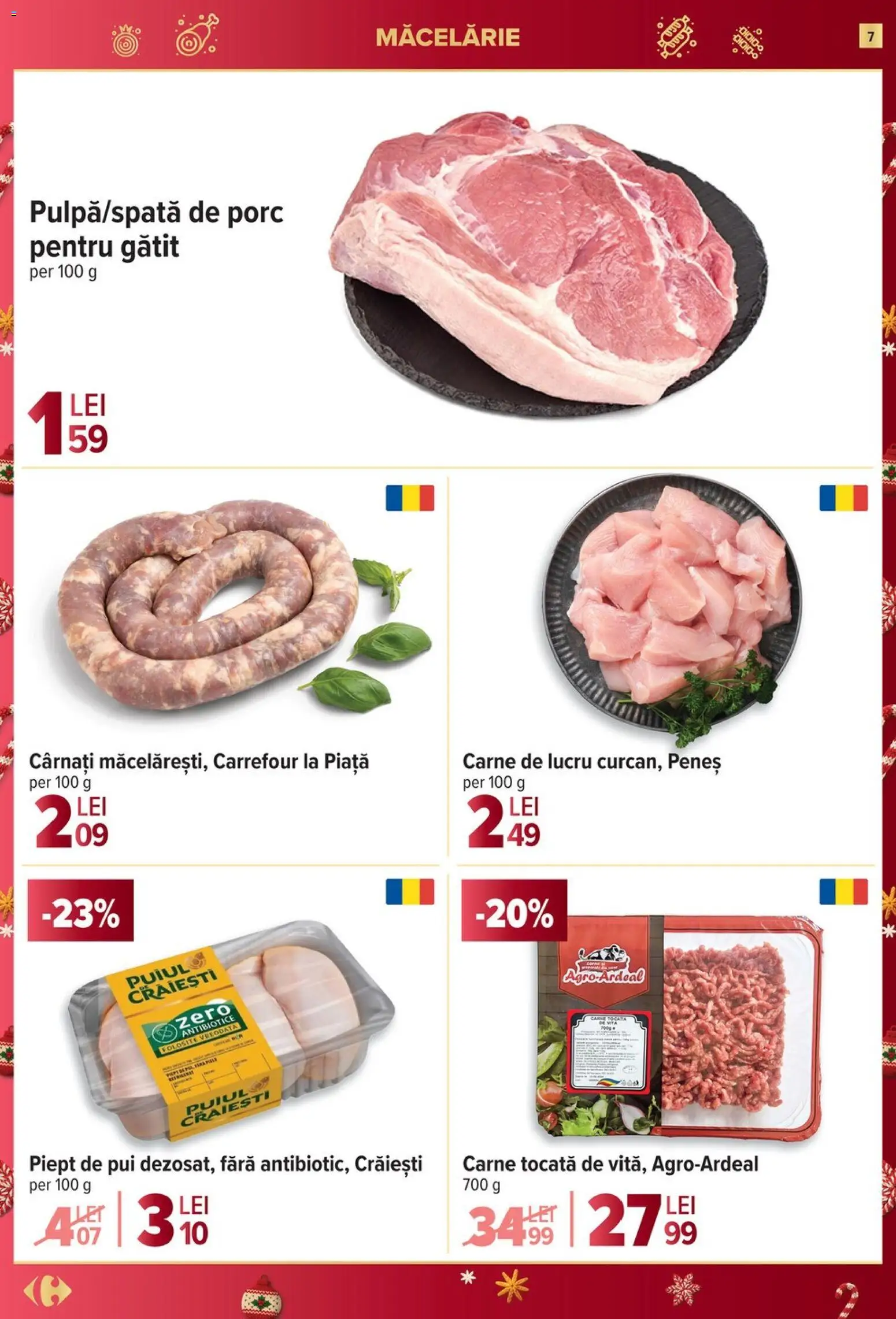 Noul catalog Carrefour – valabil de la 10.12.2025 | Pagină: 7 | Produse: Hacıyatmaz Kedi Oyuncağı, Carne tocată, Cârnați