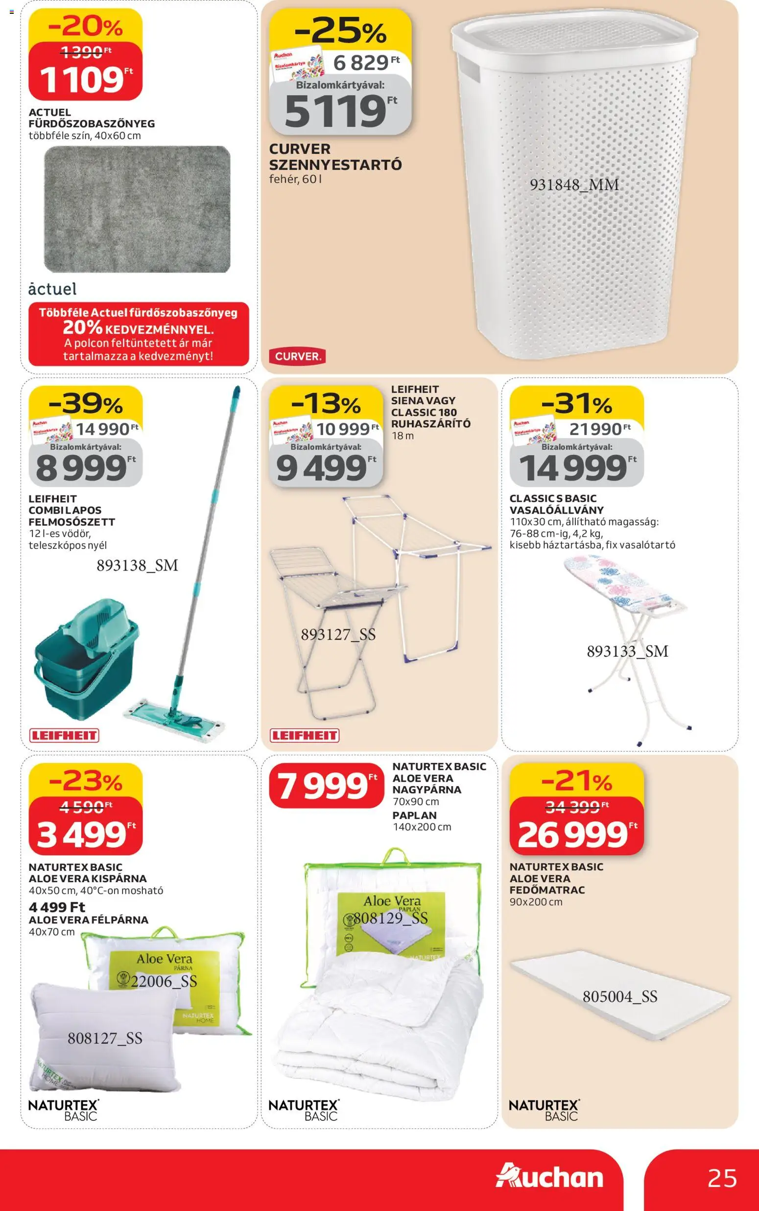 Auchan akciós ujság - amely érvényes a következő dátumtól: 05.02.2026 | Oldal: 25 | Termékek: Párna, Szennyestartó, Aloe vera, Ruhaszárító