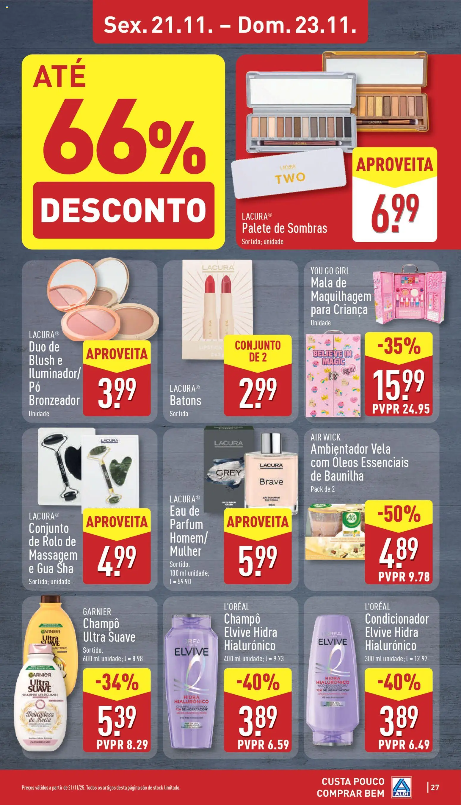 Aldi folheto │ válido de 17.11.2025 | Página: 27 | Produtos: Bronzeador, Blush, Shampoo, Sombras