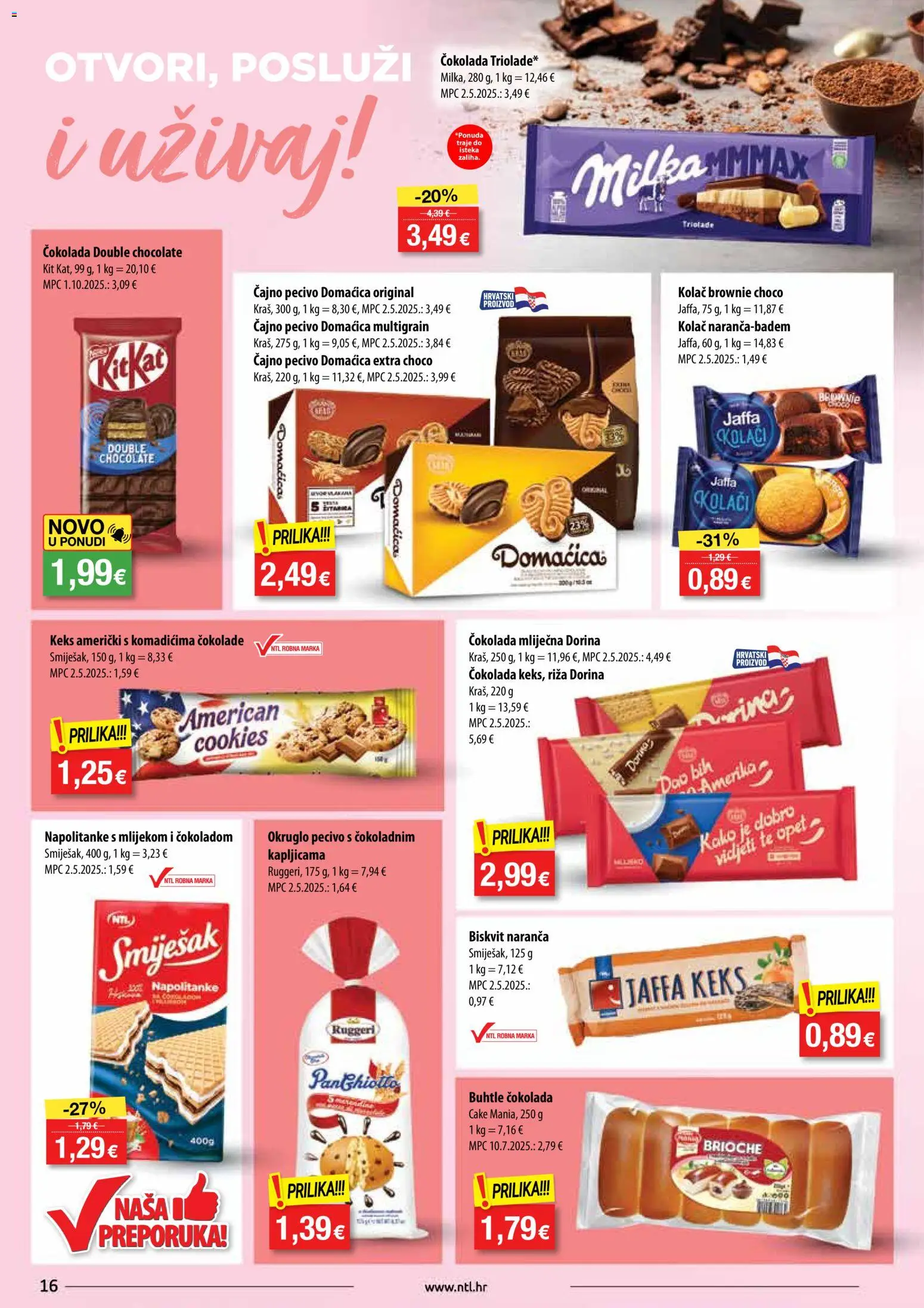 NTL katalog | vrijedi od 22.10.2025 | Stranica: 16 | Proizvodi: Dorina, Riža, Napolitanke, Pecivo