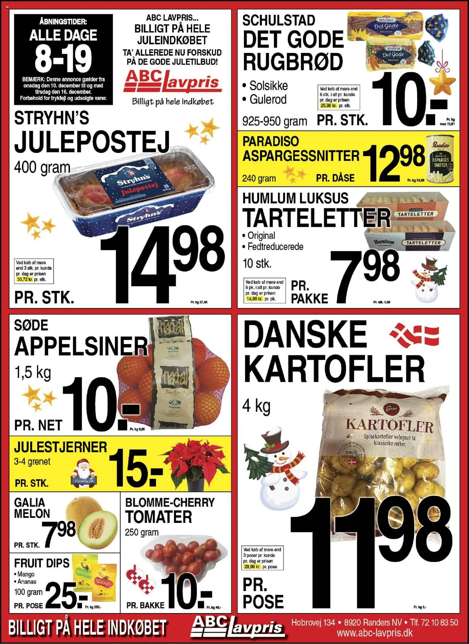 Abc Lavpris tilbudsavis – gyldig fra 10.12.2025 | Side: 1 | Produkter: Appelsiner, Kartofler, Gulerod, Rugbrød