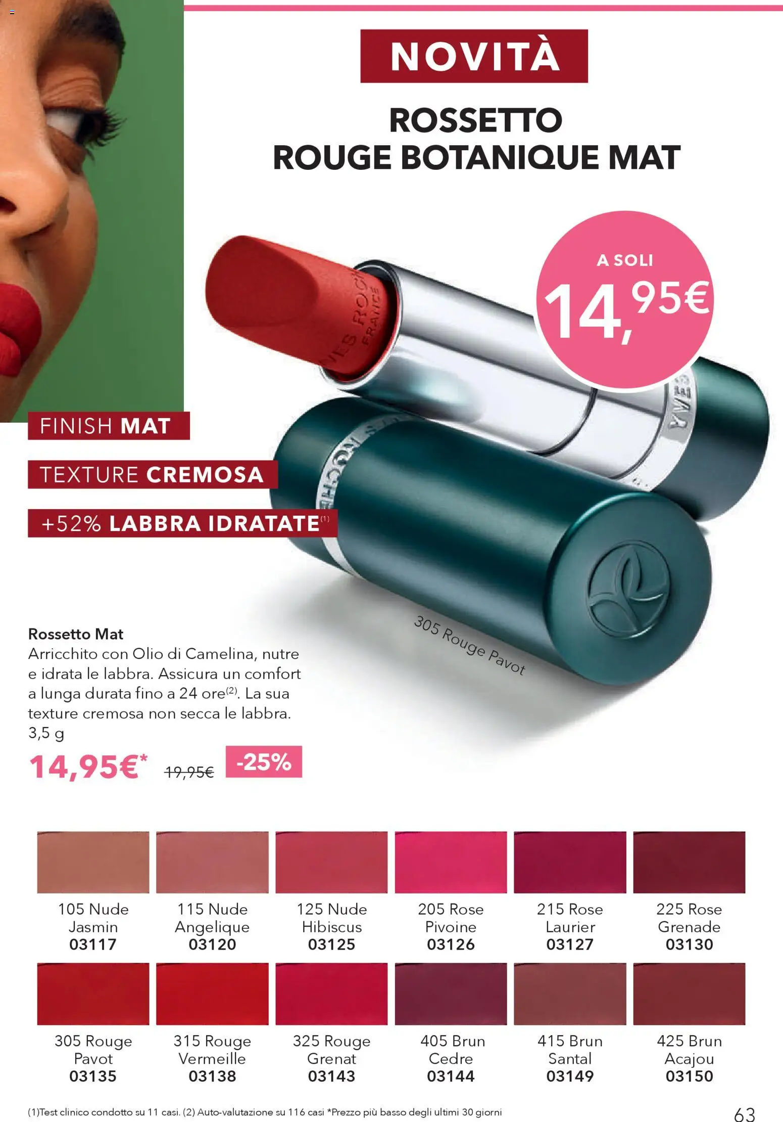 Volantino Yves Rocher del 23.04.2026 | Pagina: 63 | Prodotti: Rossetto, Olio