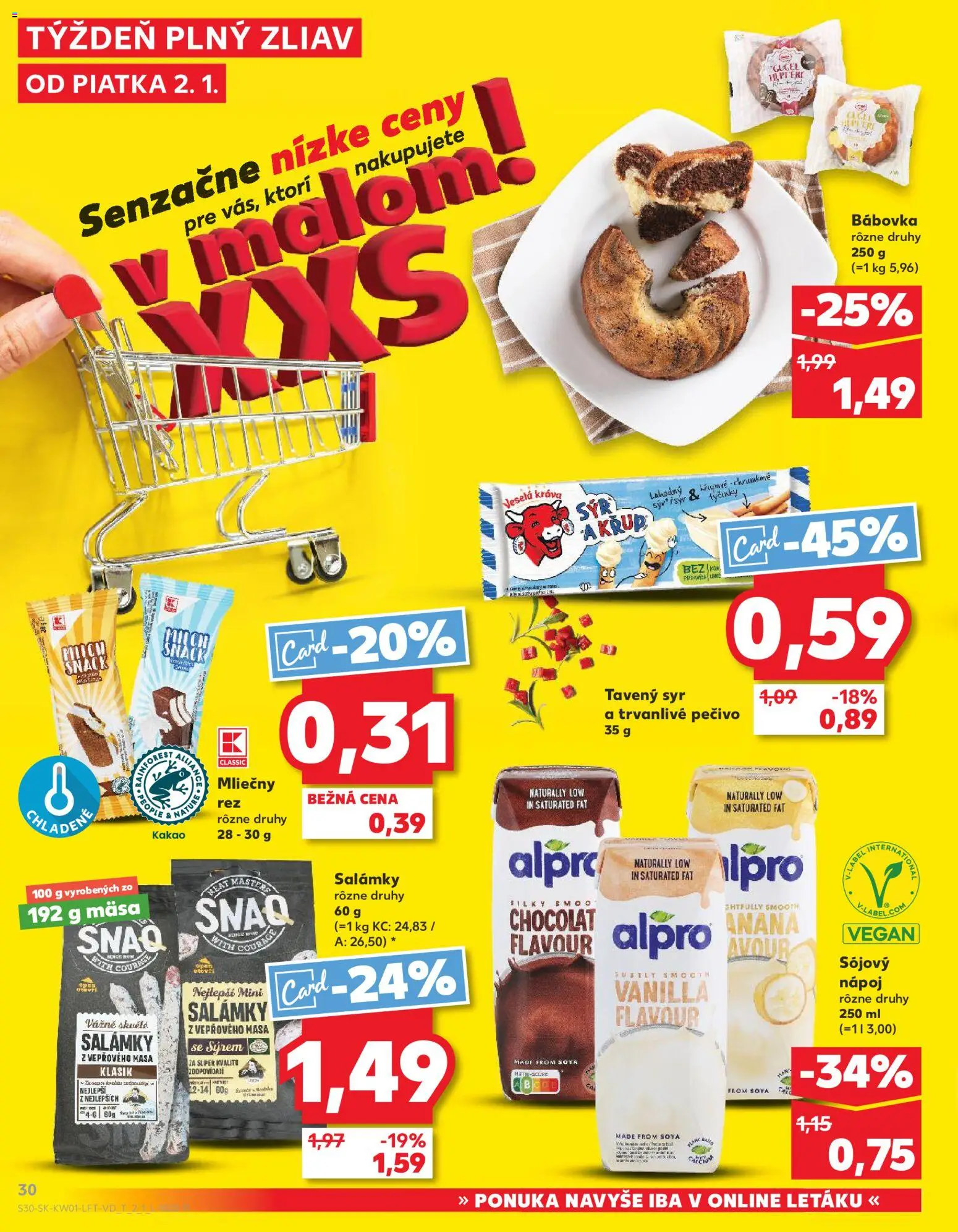 Nové Kaufland akcie – leták je platný od 02.01.2026 | Strana: 30 | Produkty: Syr, Alpro, Kakao