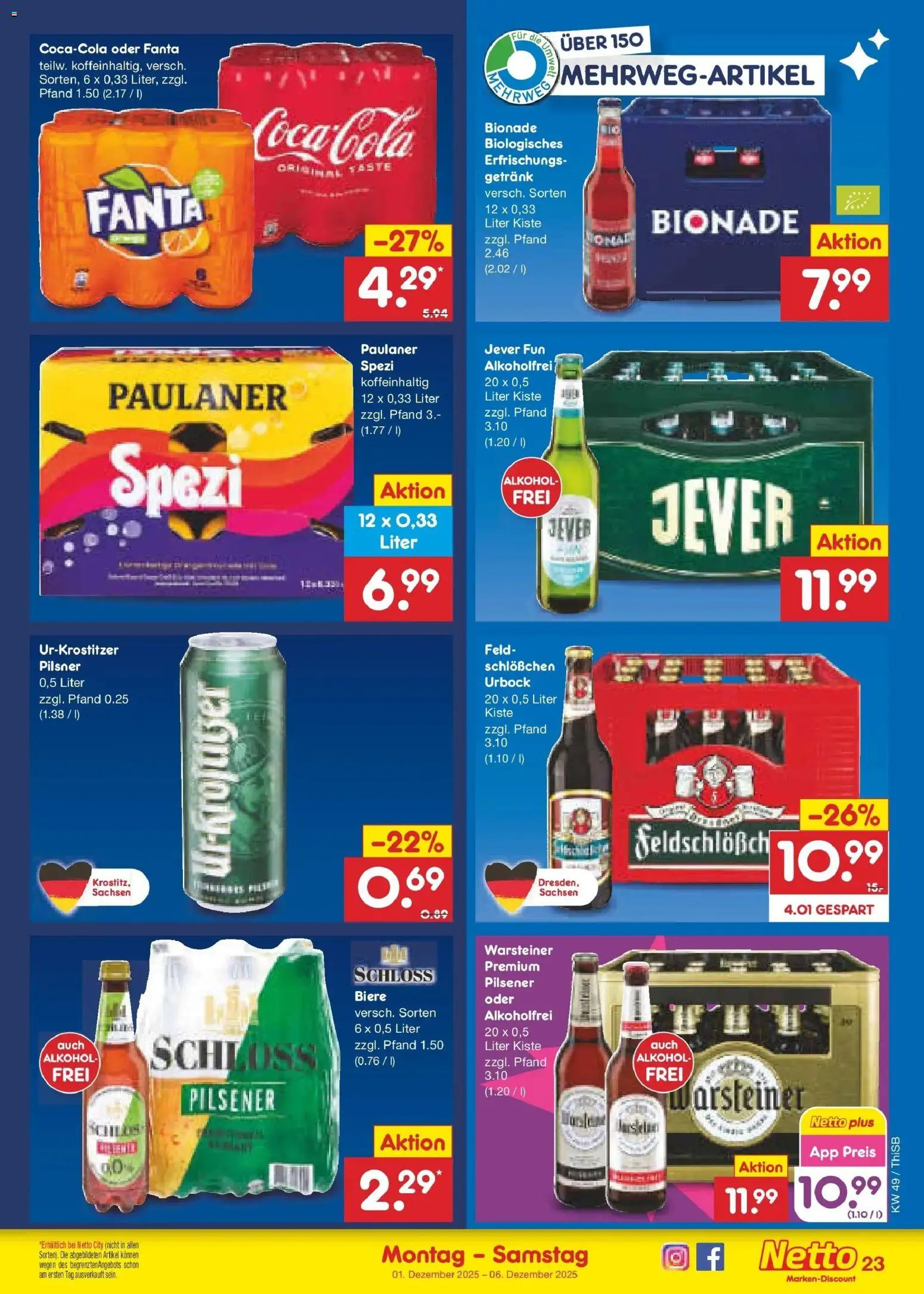 Netto Marken-Discount prospekt Spremberg	 – gültig ab 01.12.2025 | Seite: 25 | Produkte: Coca cola, Cola, Warsteiner, Jever