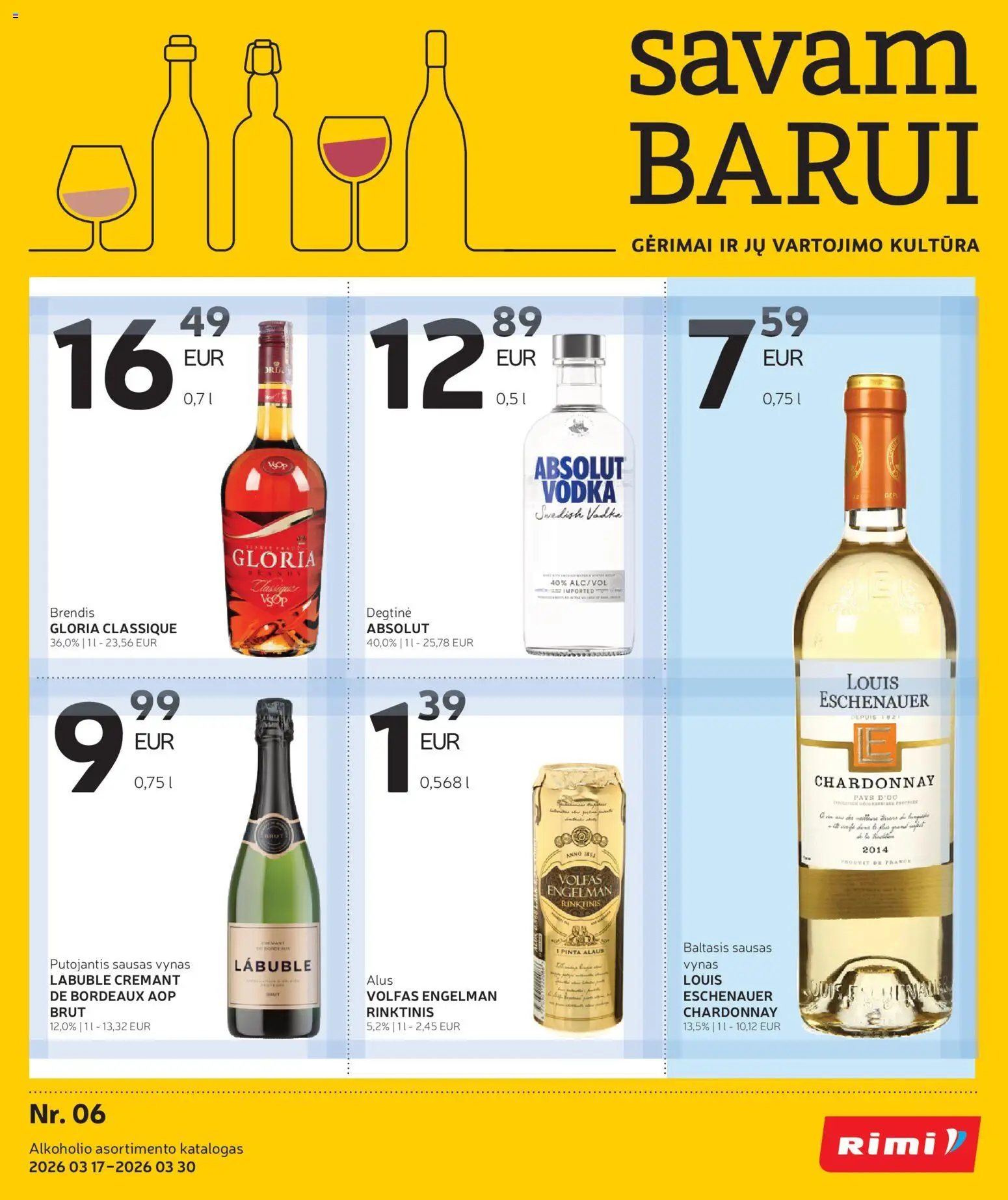 Rimi akcijos nuo 17.03.2026 | Puslapis: 1 | Prekių: Degtinė, Vynas, Alus