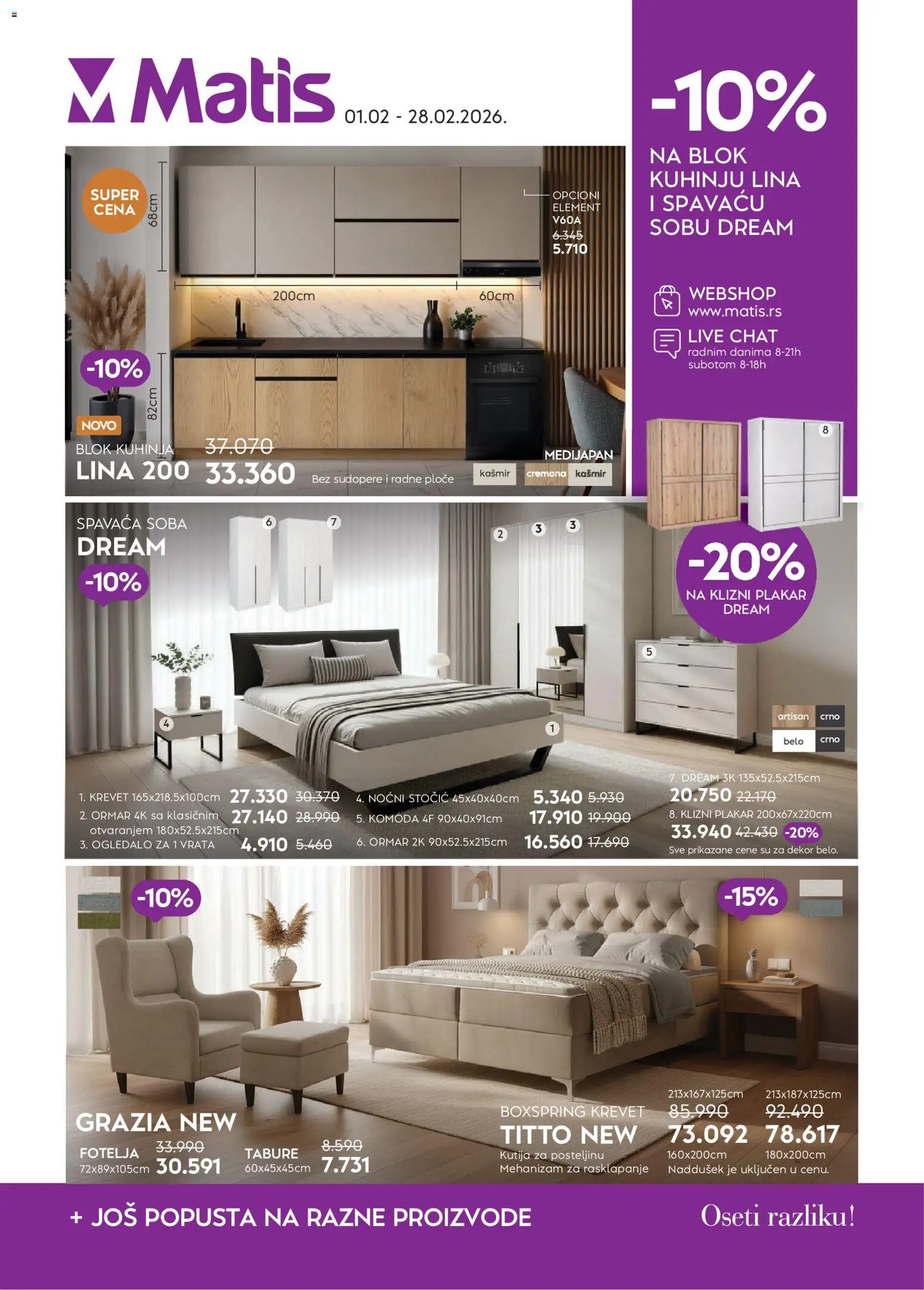 Matis katalog - važi od 01.02.2026 | Strana: 1 | Proizvode: Krevet, Komoda, Kutija, Vrata