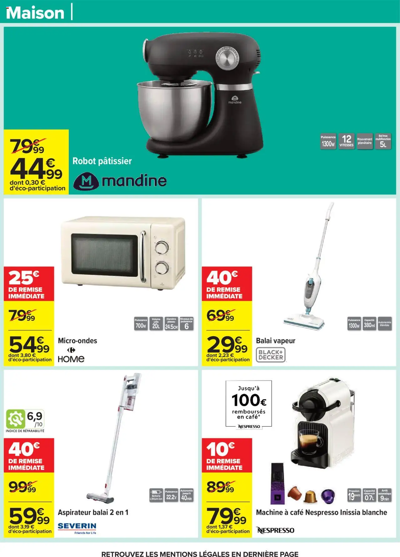 {H1} | Page: 70 | Produits: Machine à café, Aspirateur, Balai, Batterie