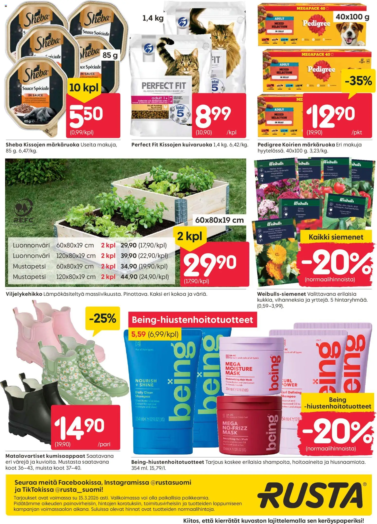 Rusta tarjoukset – voimassa 09.03.2026 alkaen | Sivu: 20 | Tuotteet: Shampoo, Siemenet, Voi, Kumisaappaat