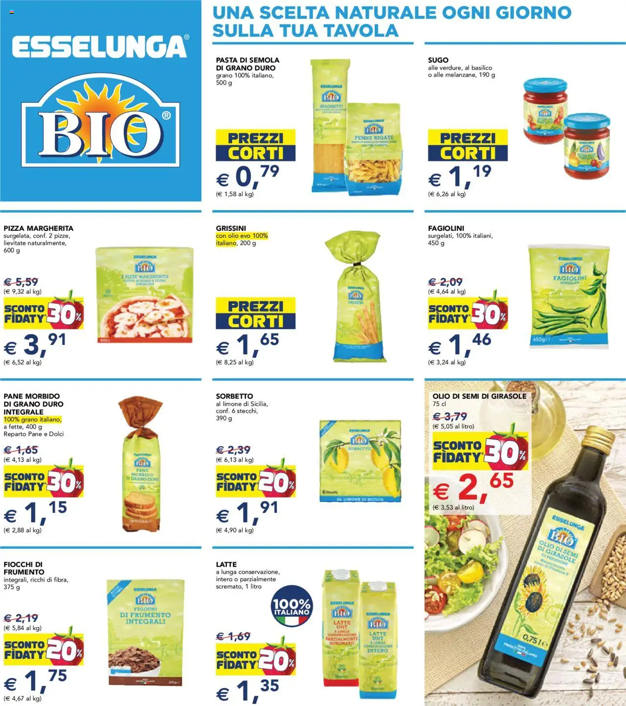 Volantino Esselunga S del 28.08.2025 | Pagina: 20 | Prodotti: Pizza, Fiocchi di latte, Olio, Fagiolini
