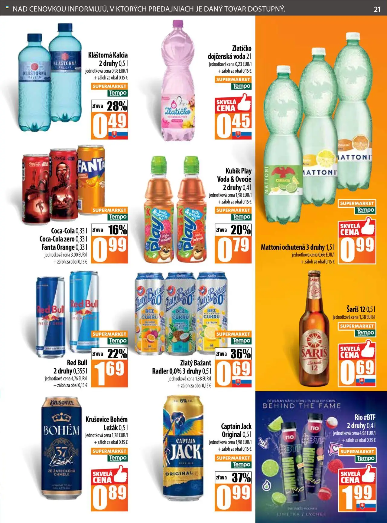 Nové COOP Jednota akcie – leták je platný od 16.10.2025 | Strana: 21 | Produkty: Radler, Krušovice, Šariš, Ovocie