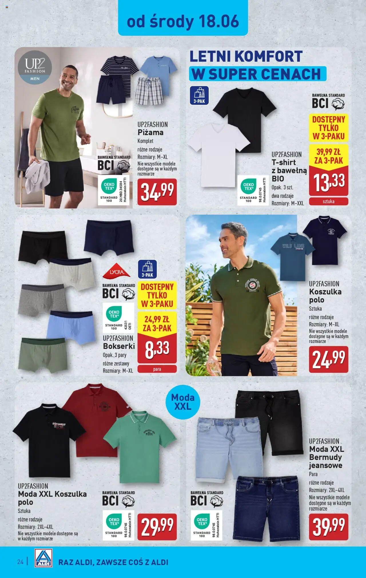 Aldi Gazetka od 16.06.2025 | Strona: 24 | Produkty: Piżama, Bokserki