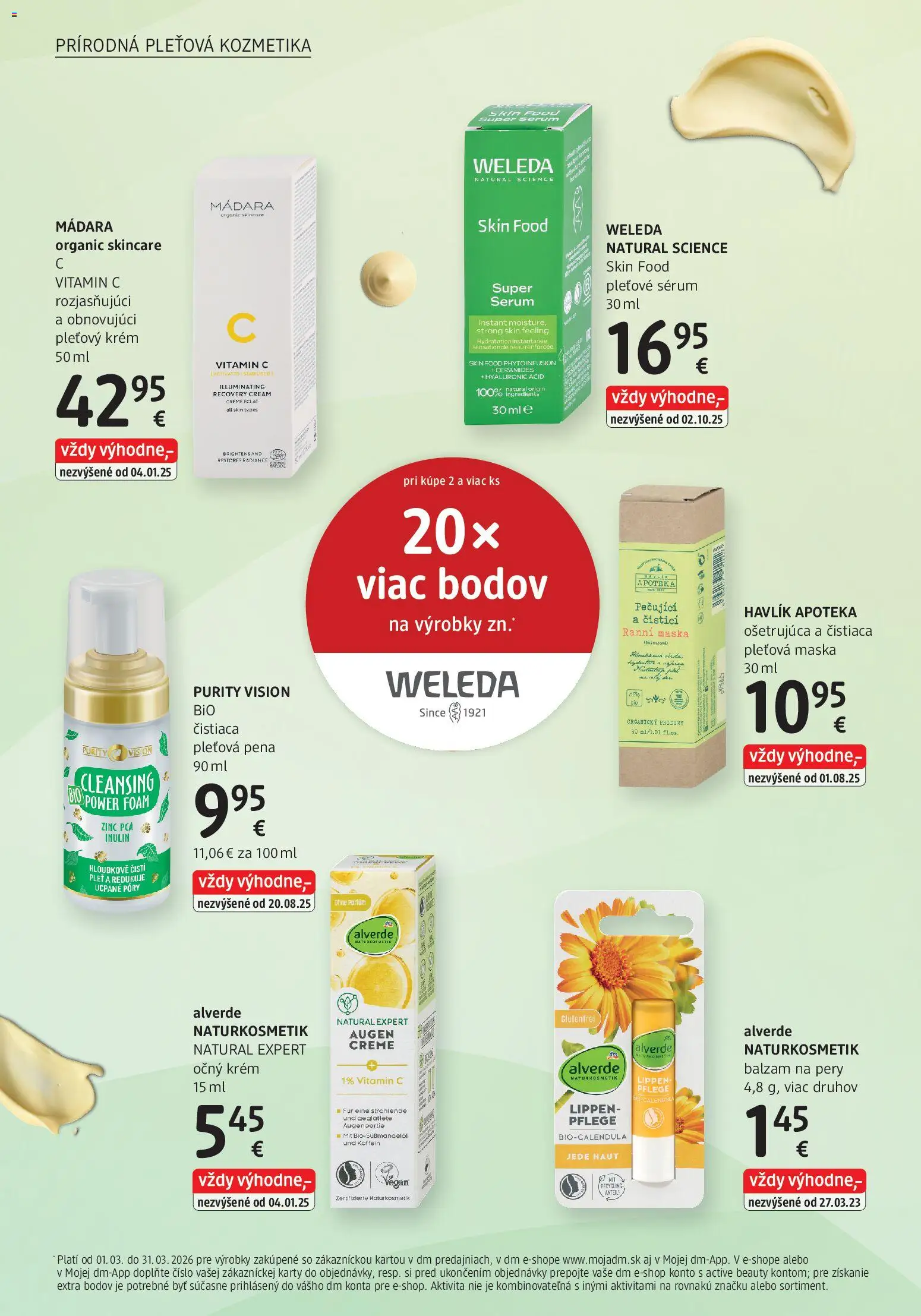 Nové dm drogerie akcie – leták je platný od 01.03.2026 | Strana: 8 | Produkty: Weleda, Maska, Krém